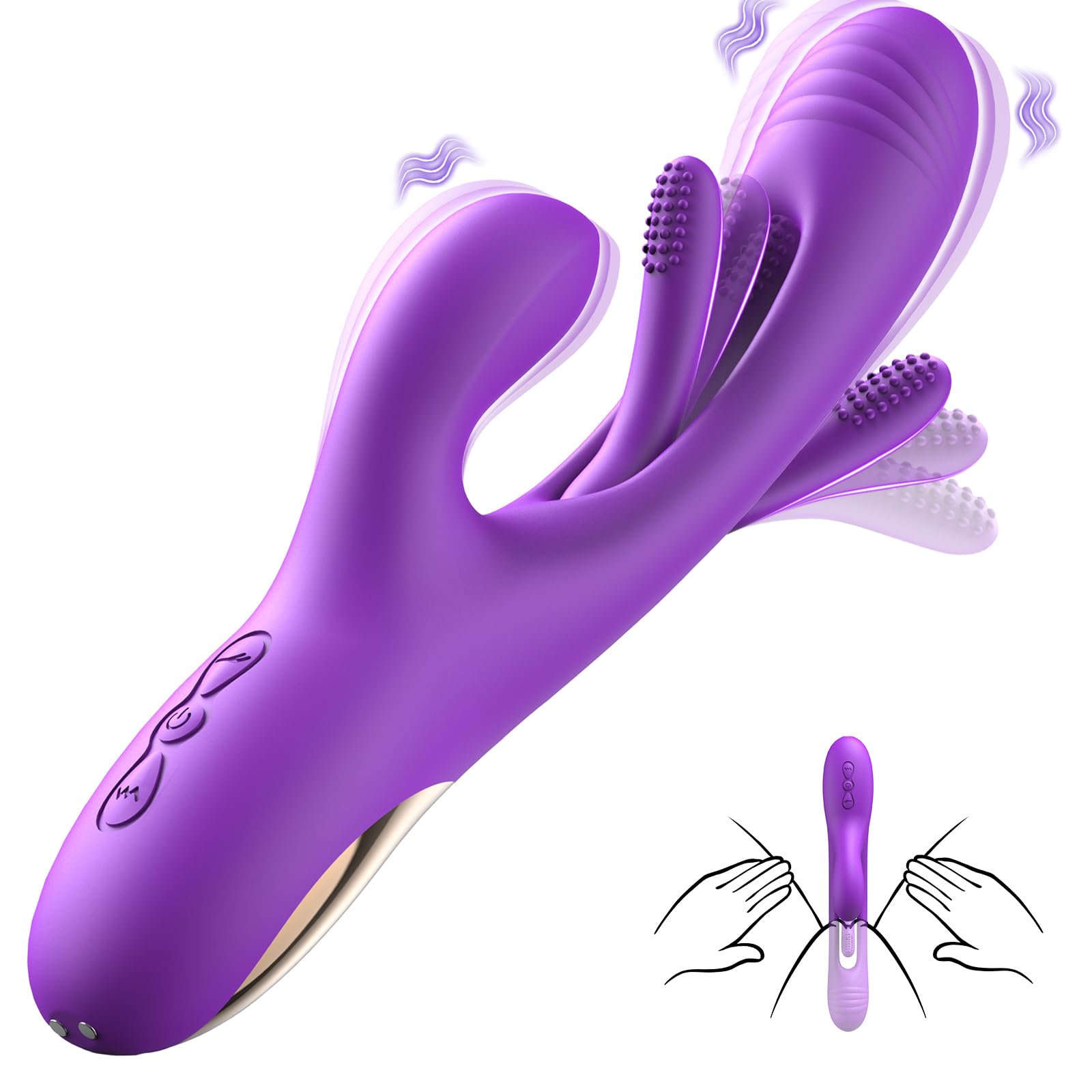 LOVENOTE 3-in-1 Rabbit Vibrator for Women - G Spot & Clitoral Stimulation with 14 Vibration Modes & 7 Tongue Licking Patterns, Rechargeable Adult Sex Toy for Couples Play, Solo Pleasure & Sensual Massage - Aurieel