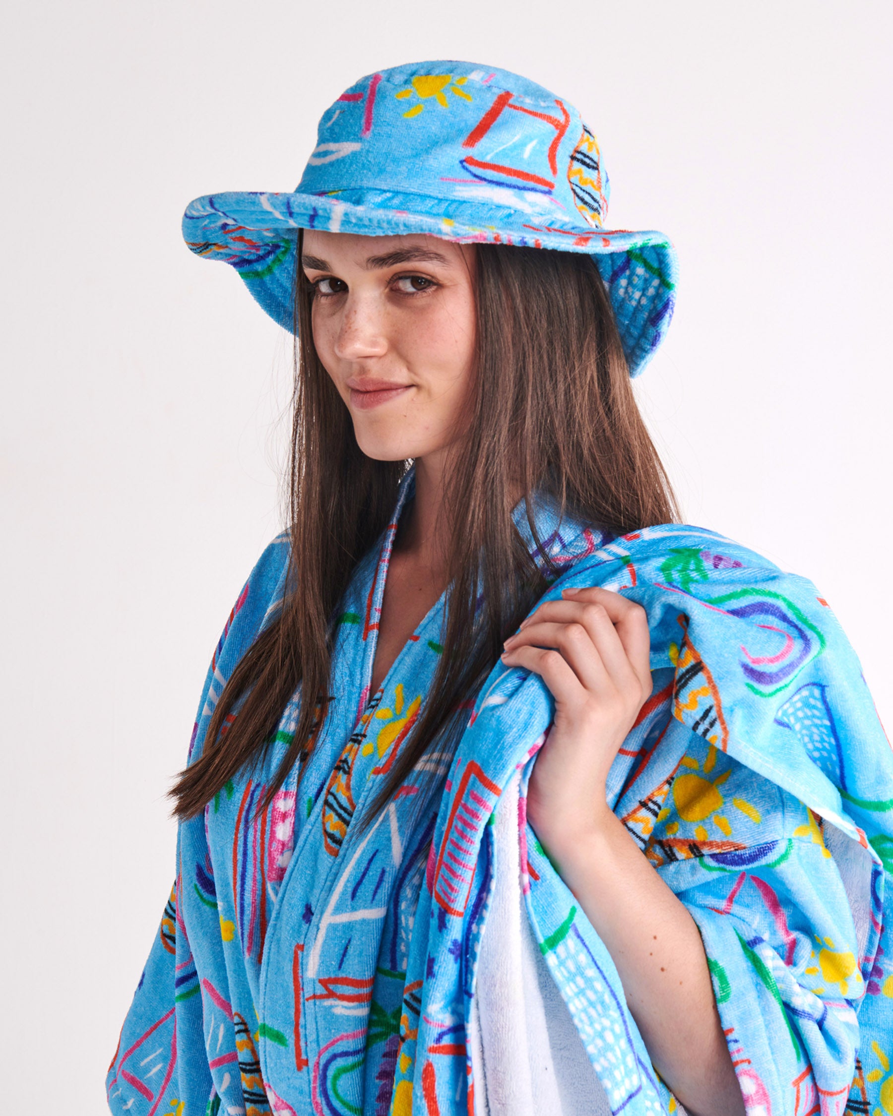 Kip&Co x Ken Done Australia Mate Terry Beach Hat - Sun Protection Wide Brim Hat for Women & Men - Perfect for Beach, Pool, and Outdoor Summer Activities