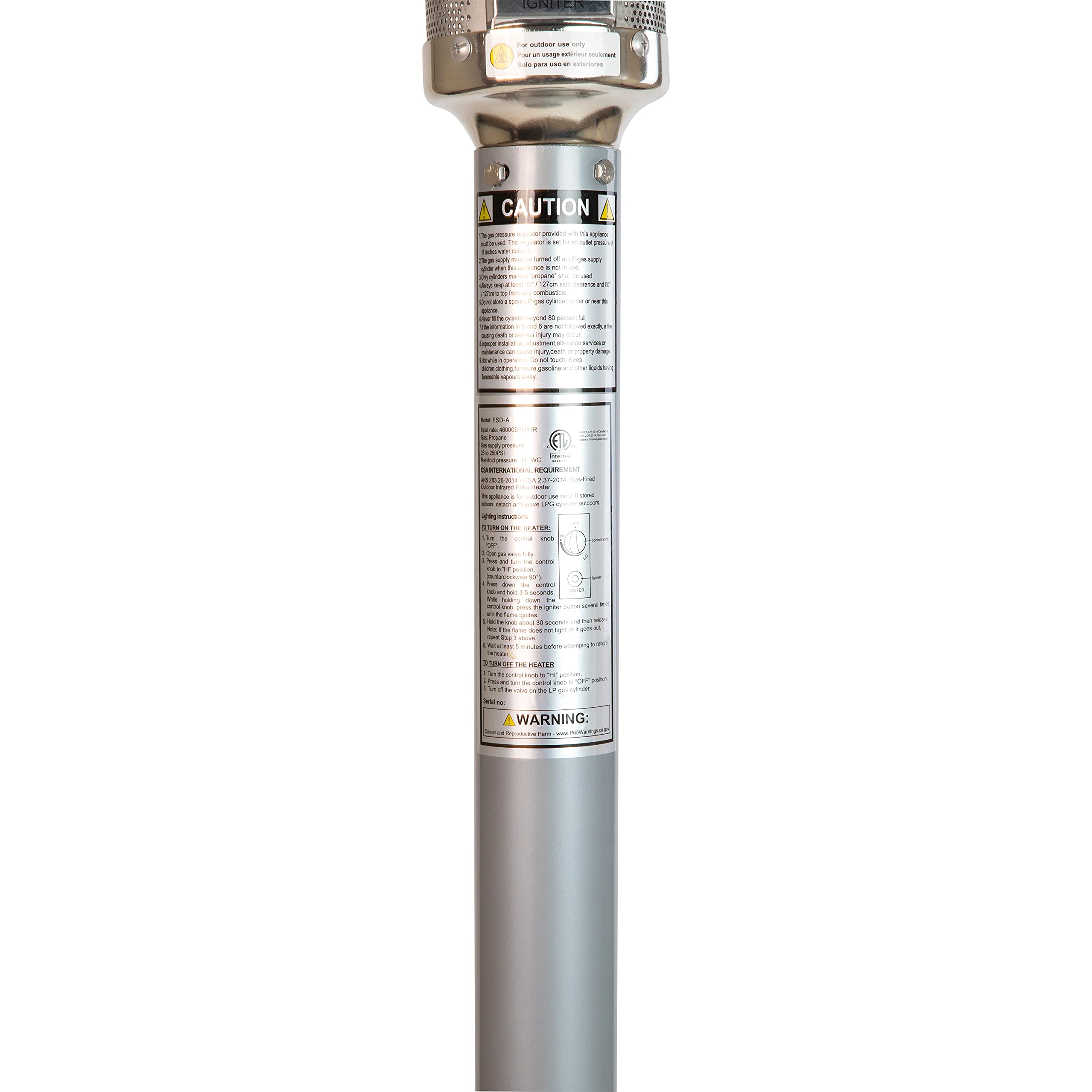 EMMA + OLIVER 7.5FT Outdoor Patio Heater - 40,000 BTU Silver Steel Round Patio Heater for Backyard, Deck, Garden & Restaurant Outdoor Heating