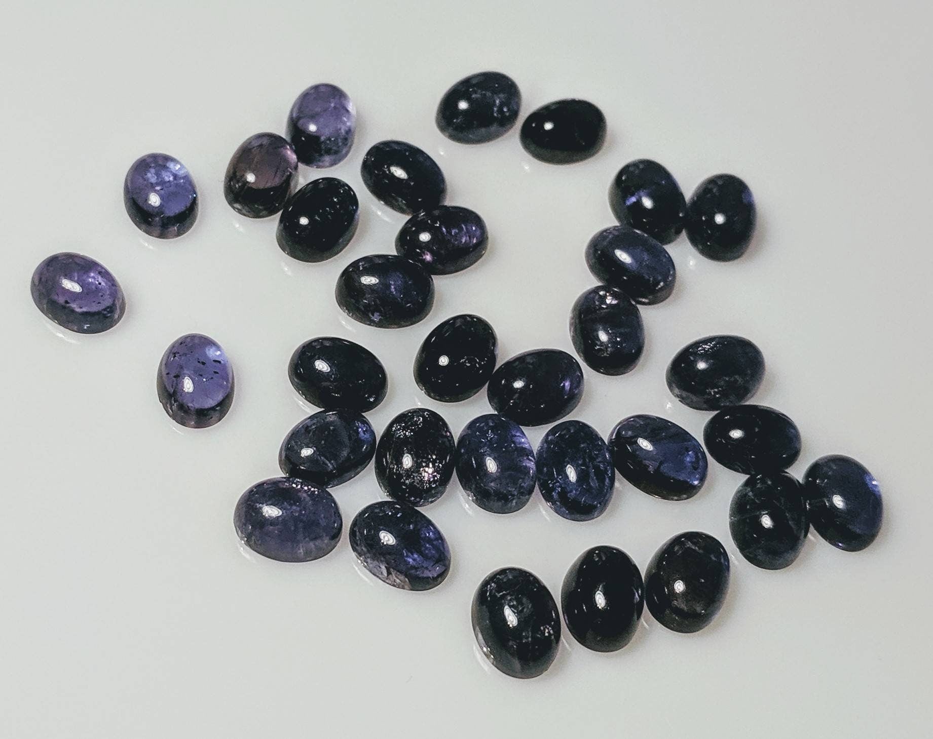 Natural Genuine Violet Blue Iolite Gemstones - 8x6mm Oval Cabochon Loose Stones (1/4/8/16pc) for Jewelry Making, Healing Crystals & Energy Work