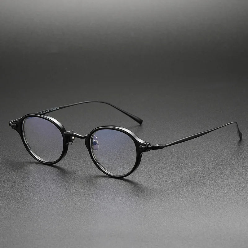 Stylish Unisex Black Titanium Acetate Eyeglasses - Oval Round Full Rim Frame 34182 | Perfect for Work, Reading & Fashion Accessories