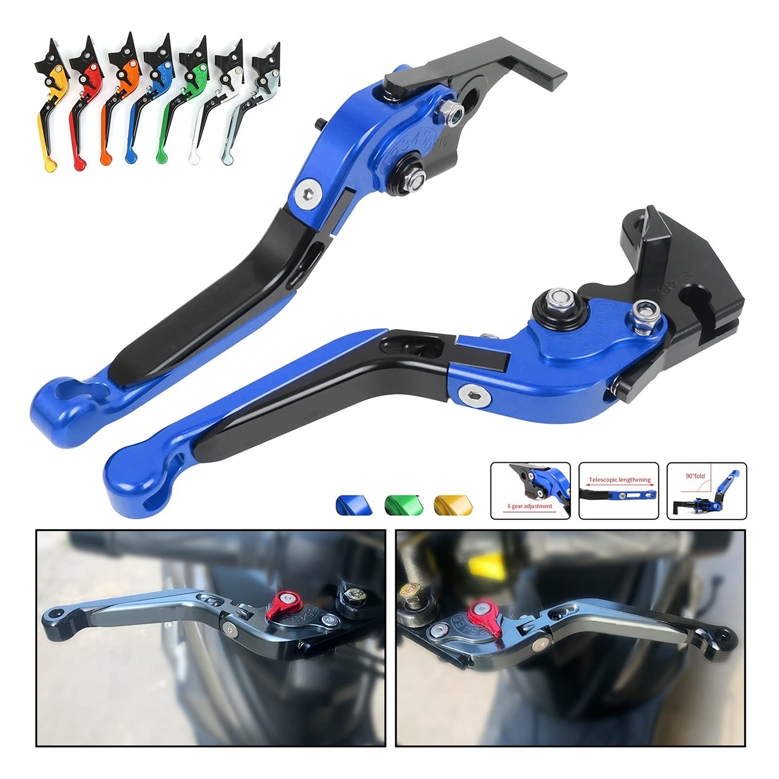 CNC Folding Extendable Motorcycle Brake & Clutch Lever Set - Compatible with Yamaha XJ 900 S Diversion (1995-2003) & XJ 600 S Diversion (1992-2003) - Adjustable CNC Machined Aluminum Levers for Comfortable Riding & Easy Installation - Perfect for Street Bikes, Commuting & Long Distance Touring