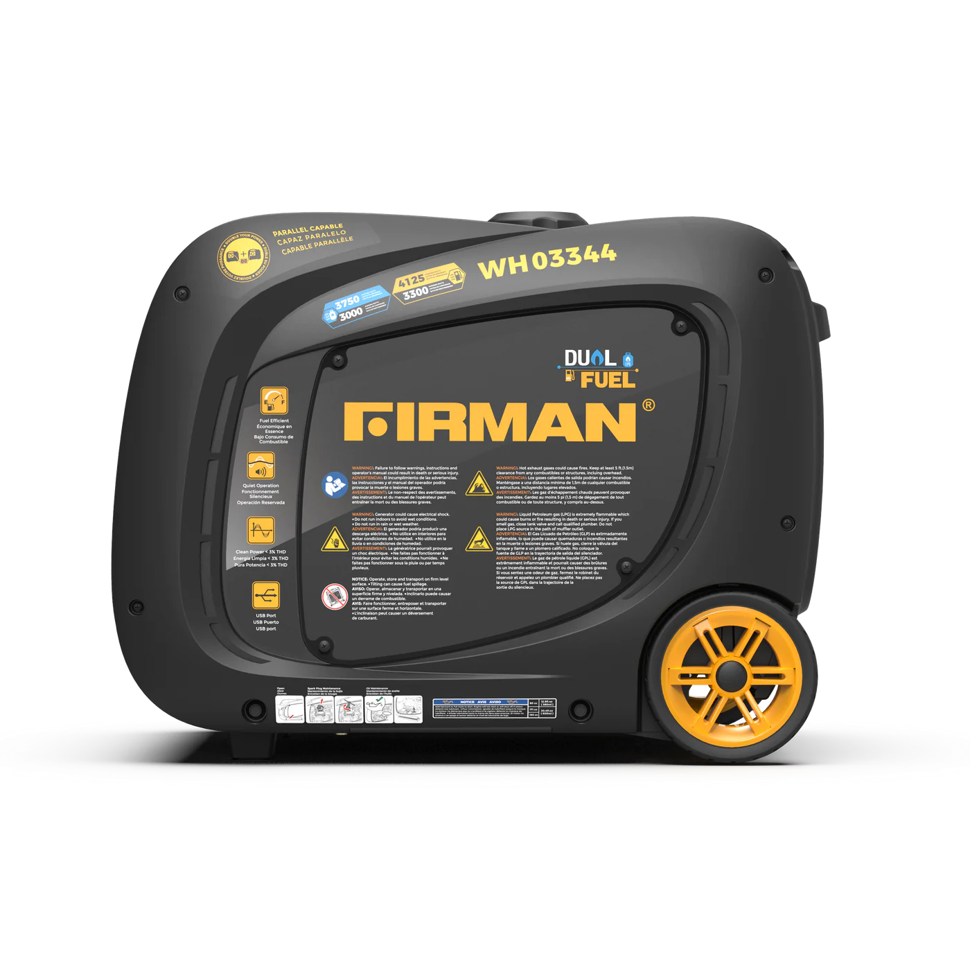 Firman WH03344 3300W/4125W Dual Fuel Inverter Generator with 30 Amp Electric Start - Portable Power for Camping, RV, Home Backup & Outdoor Events
