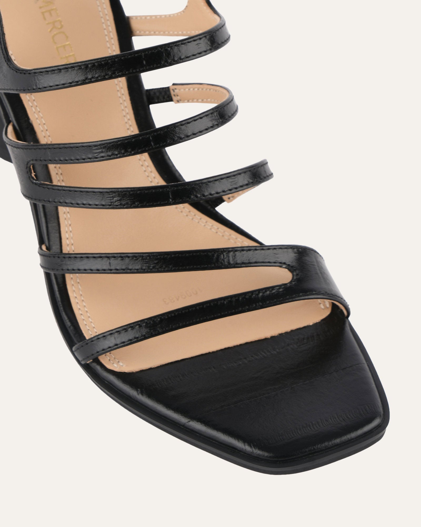 NOBU Women's High Heel Sandals - Black Shiny Lizard Skin Design for Evening Parties & Special Occasions