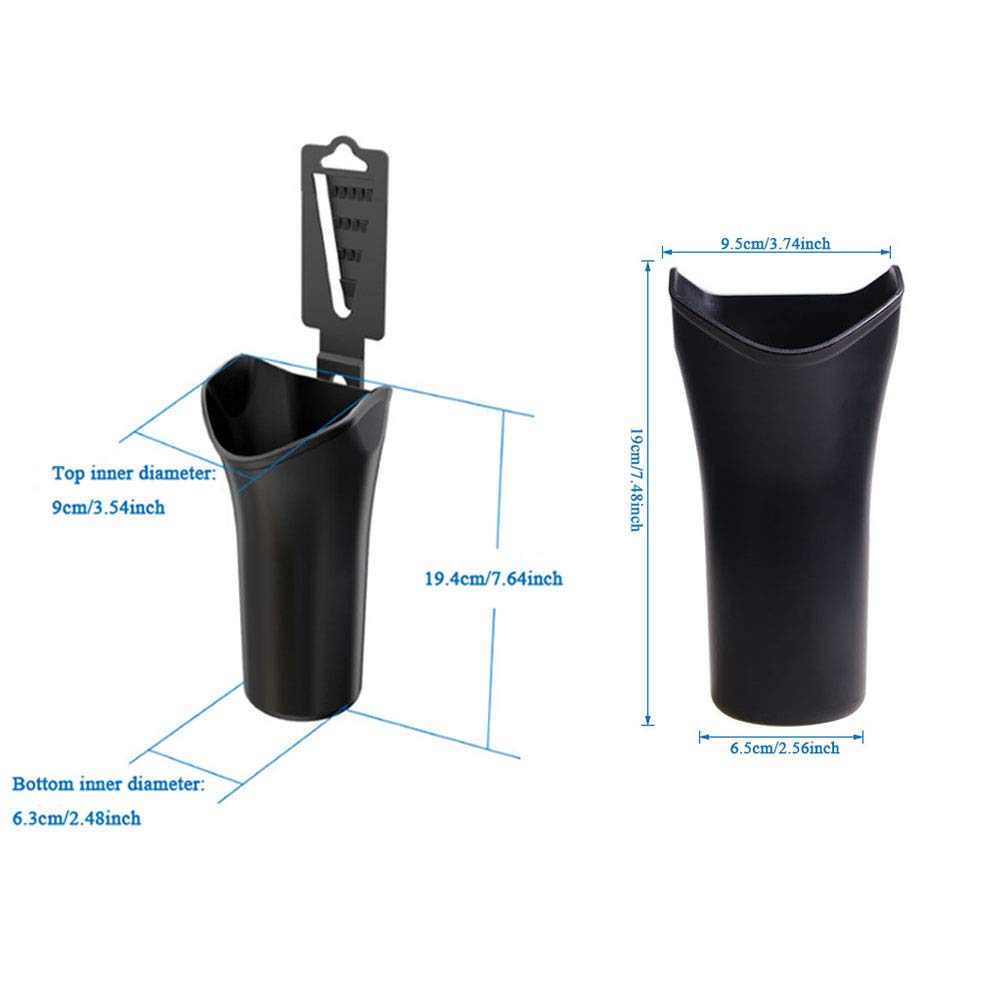Black Plastic Trash Can - 19.9 x 5.9 x 5 cm, 0.17kg - Durable Waste Bin for Kitchen, Office, Bathroom & Outdoor Use