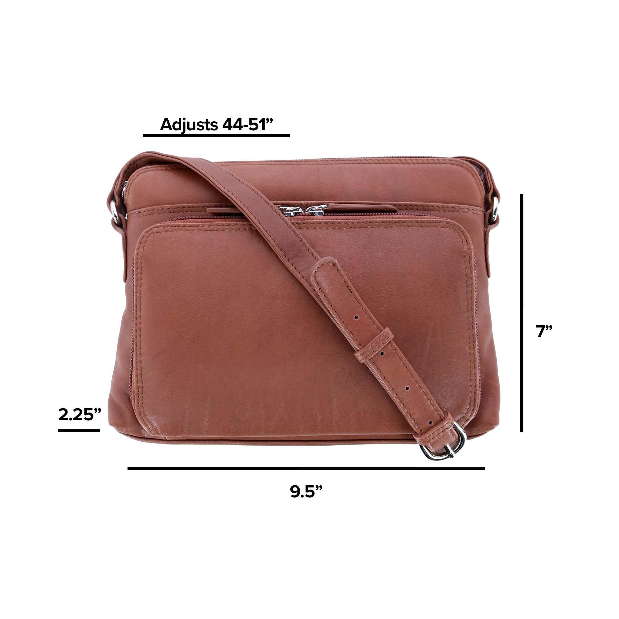 CTM® Women's Genuine Leather Shoulder Bag Purse with Side Organizer Pockets - Stylish Crossbody Handbag for Work, Travel & Everyday Use