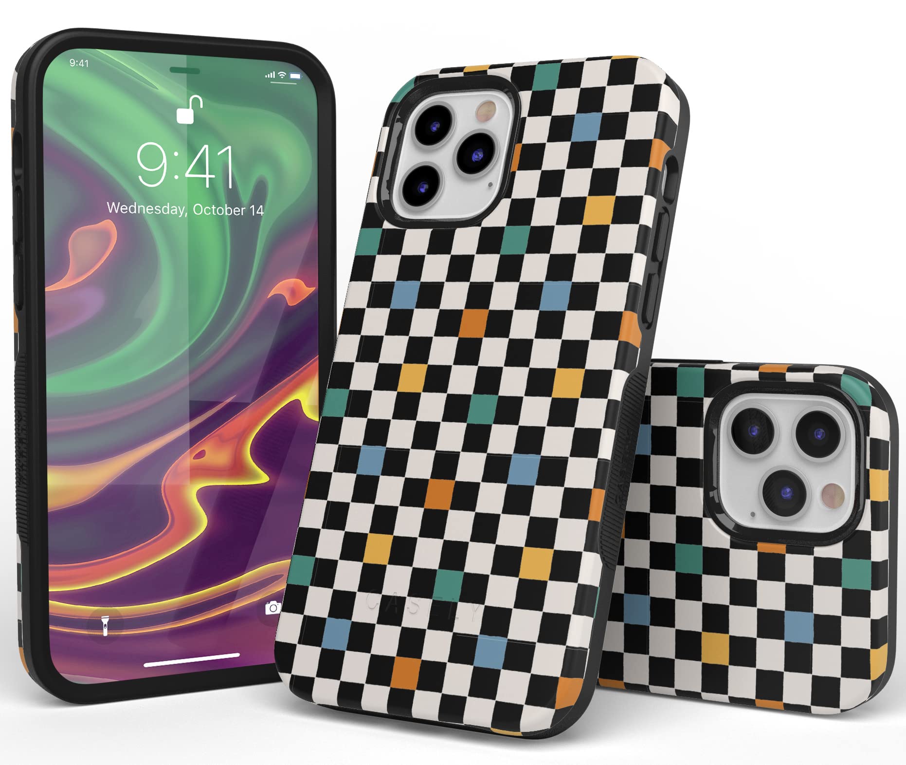Casely iPhone 11 Pro Max Case - Old Skool Retro Checkerboard Design | Slim Protective Cover for iPhone 11 Pro Max | Perfect for Skateboarding, Music Festivals & Vintage Style Lovers