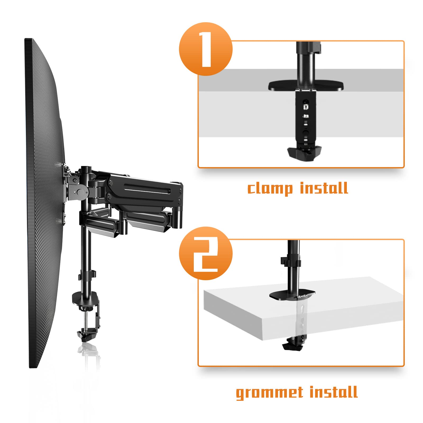 Triple Monitor Mount Stand for 3 Screens 17-27 Inch - Adjustable Gas Spring Monitor Arm with Tilt Swivel Rotation, Supports up to 6kg Each Screen, 2 Installation Options (MD8003) - Perfect for Home Office, Gaming Setup & Multi-Tasking Workspace
