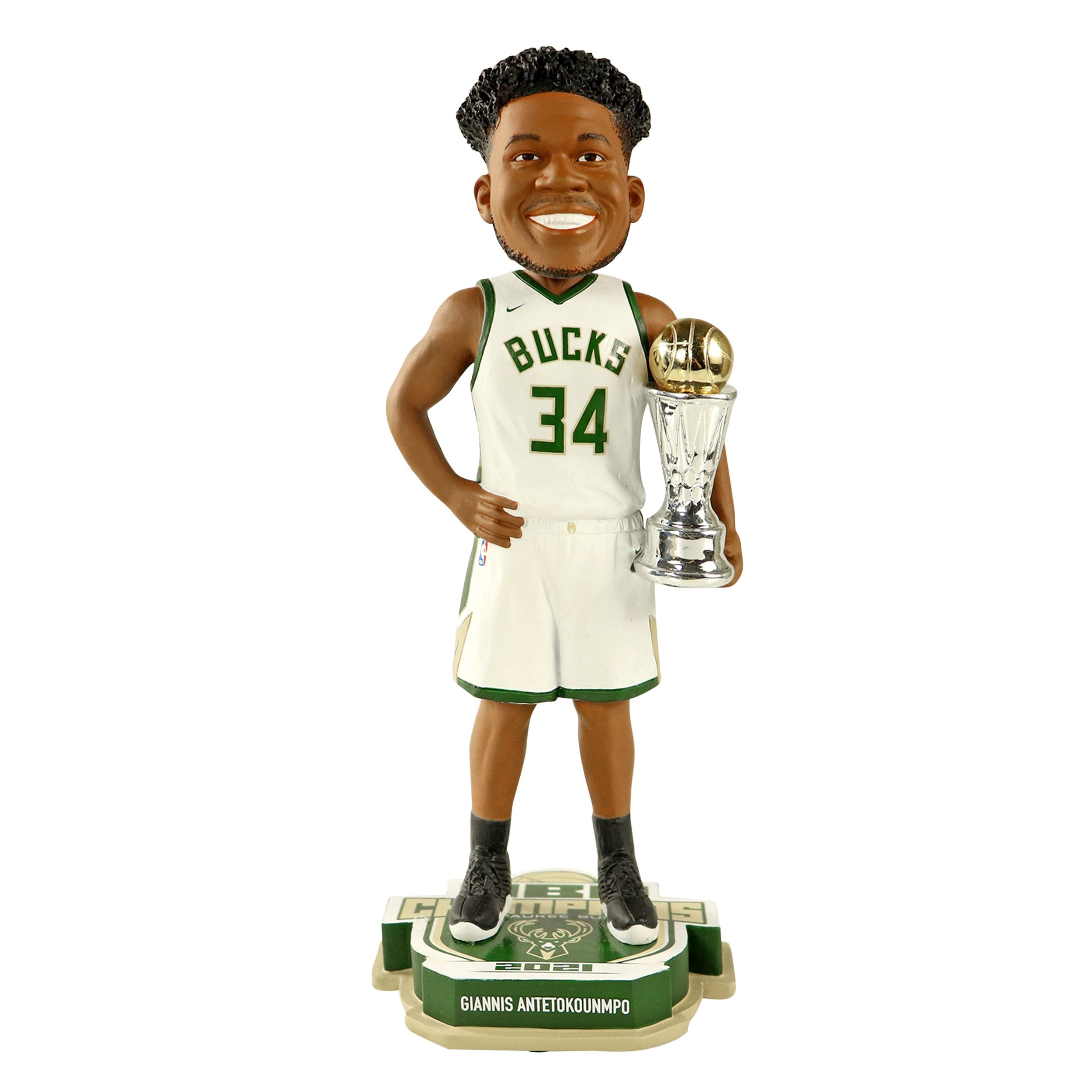 Giannis Antetokounmpo Milwaukee Bucks 2021 NBA Champions MVP Bobblehead - Officially Licensed NBA Collectible - Perfect for Sports Fans, Memorabilia Collectors, and Home/Office Decor