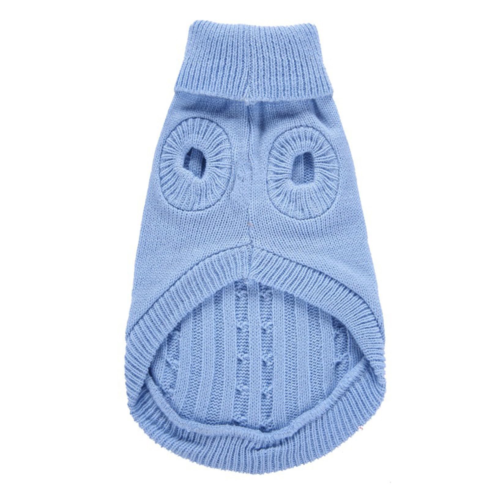 Warm Knitted Dog Sweater for Small Pets - Winter Cat & Puppy Clothes (Light Blue) - Cozy Indoor & Outdoor Wear