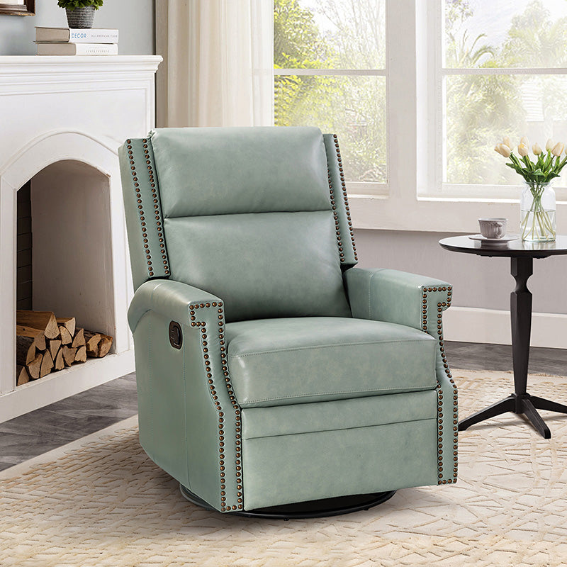 Canace Modern Genuine Leather Manual Glider Rocker Recliner Chair - Comfortable Swivel Lounge Chair for Living Room, Nursery, and Office Relaxation