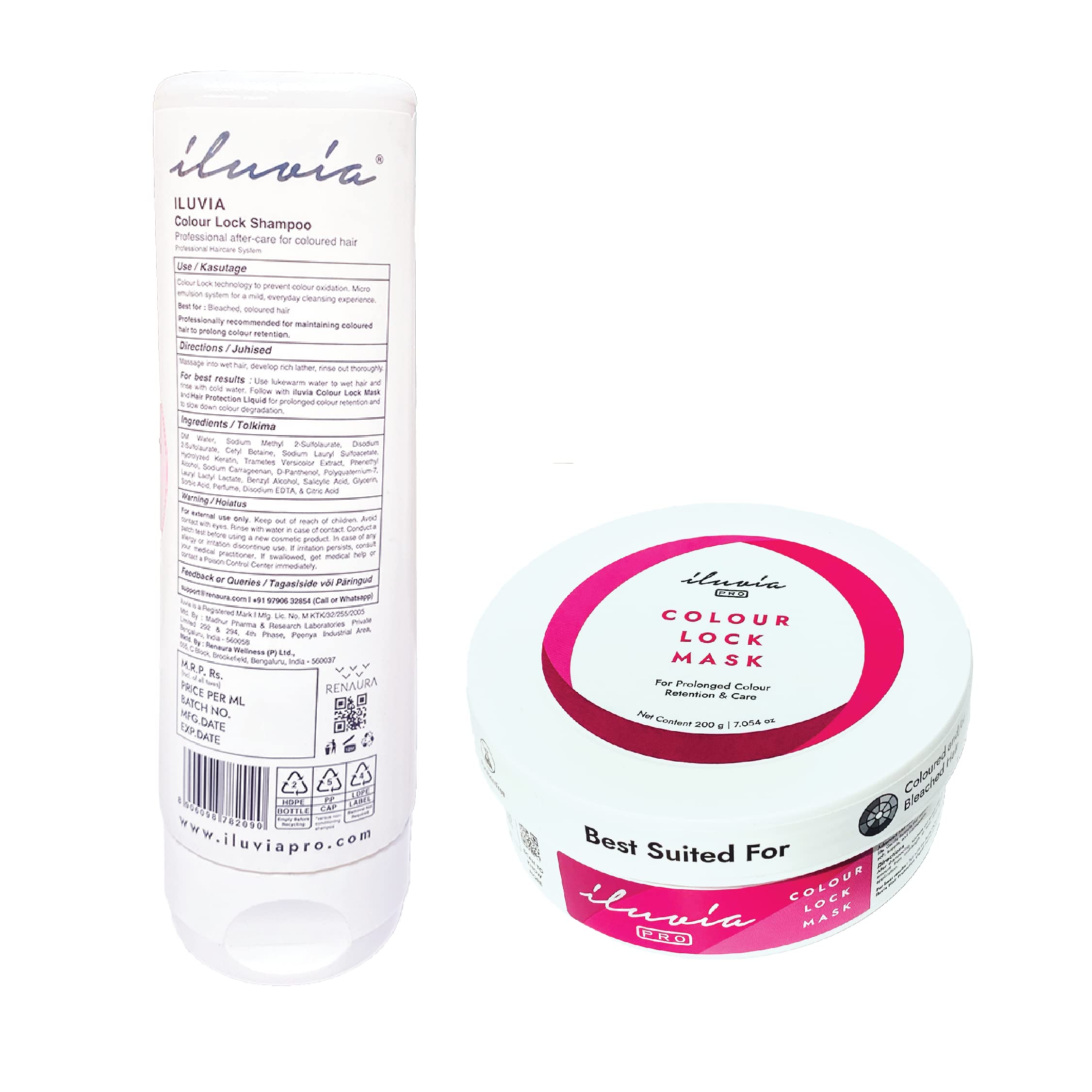 iLuvia Colour Lock Combo for Color Protection Boost - Sulfate, Phthalate & Paraben Free Hair Treatment (200mL) | Ideal for Color-Treated & Damaged Hair | Salon-Quality At-Home Care