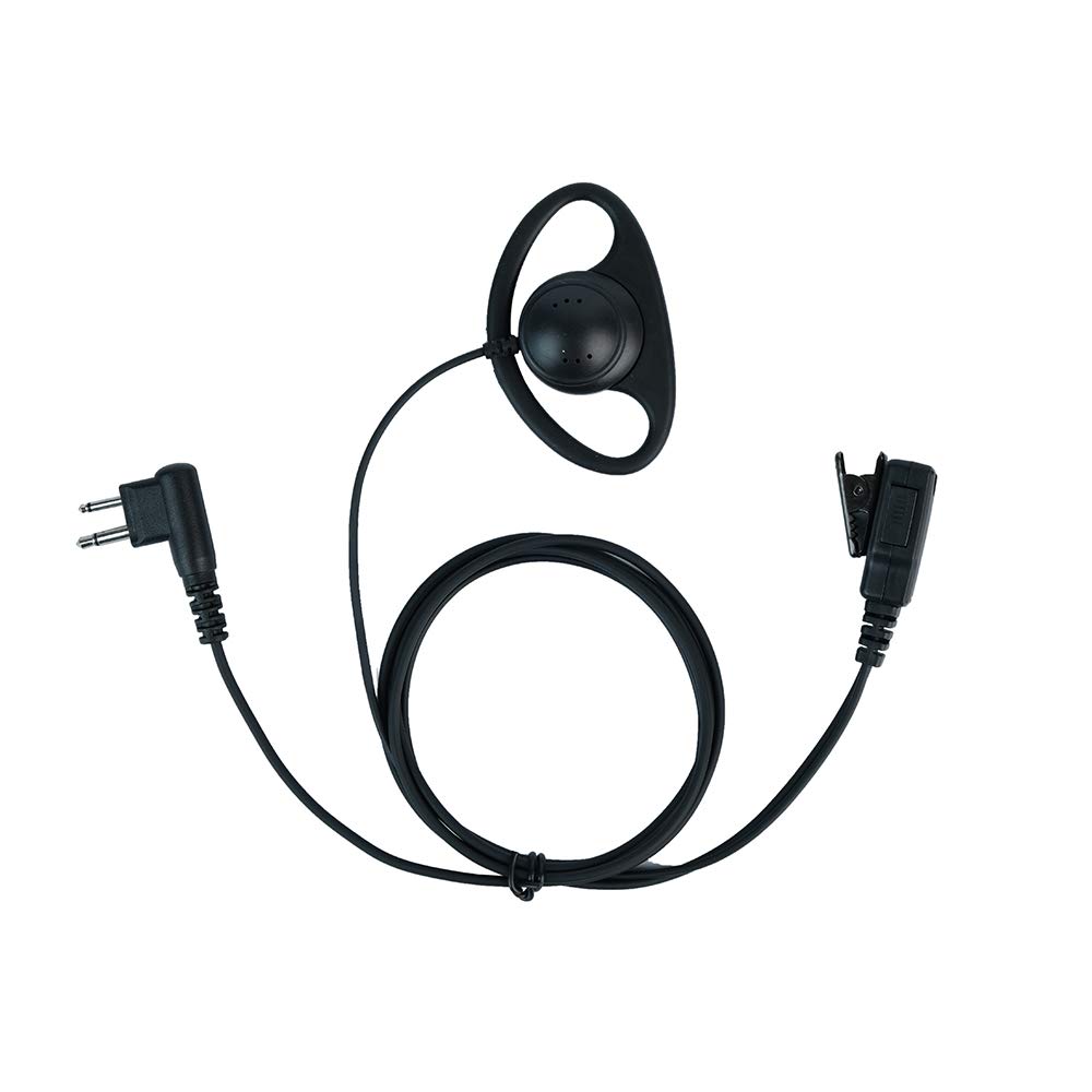 Klykon 2 Pin D-Shape Police Earpiece Headset with Microphone & PTT Button for Motorola CLS1110 CLS1410 CP200 Two-Way Radio Walkie Talkie - Ideal for Security, Law Enforcement & Event Communication