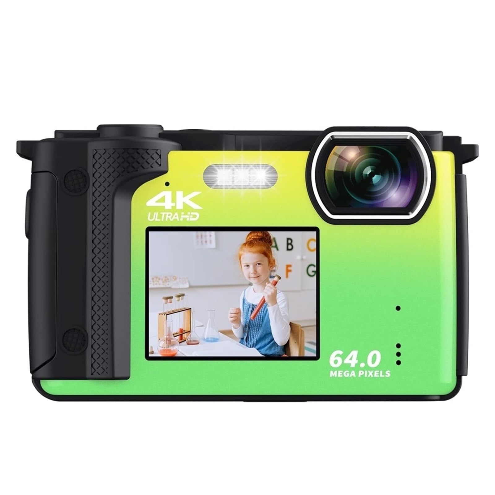 **64MP Dual Screen Video Camera with 4K UHD, 16X Zoom - Perfect for Vlogging, Live Streaming & Selfie Recording (Includes 32GB Card & 2 Batteries) - Ideal for YouTube, TikTok & Travel Vlogging**