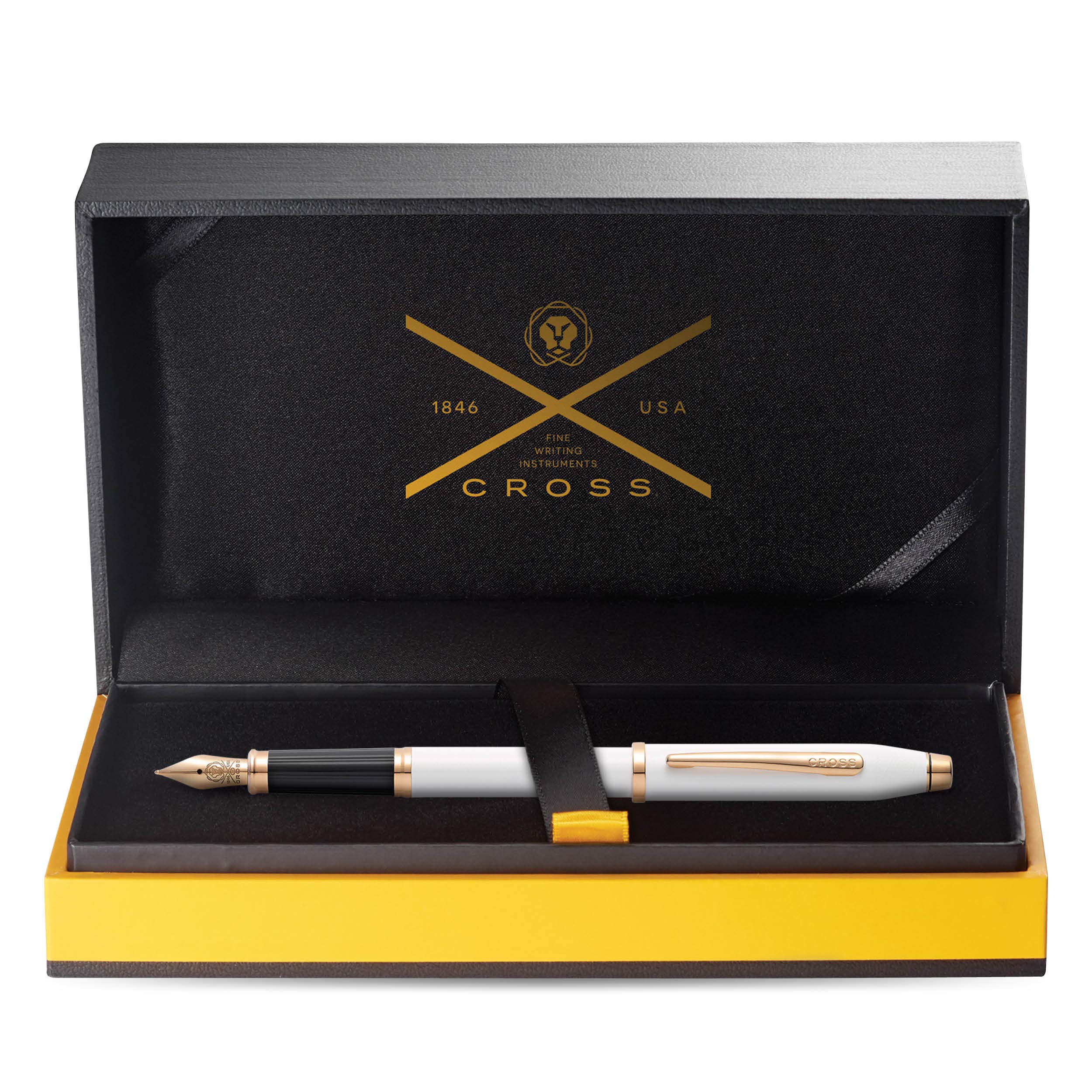 Cross Century II Refillable Fountain Pen with Fine Nib - Premium Pearlescent White Lacquer Finish | Luxury Gift Box Included | Perfect for Business Signatures, Journaling & Calligraphy