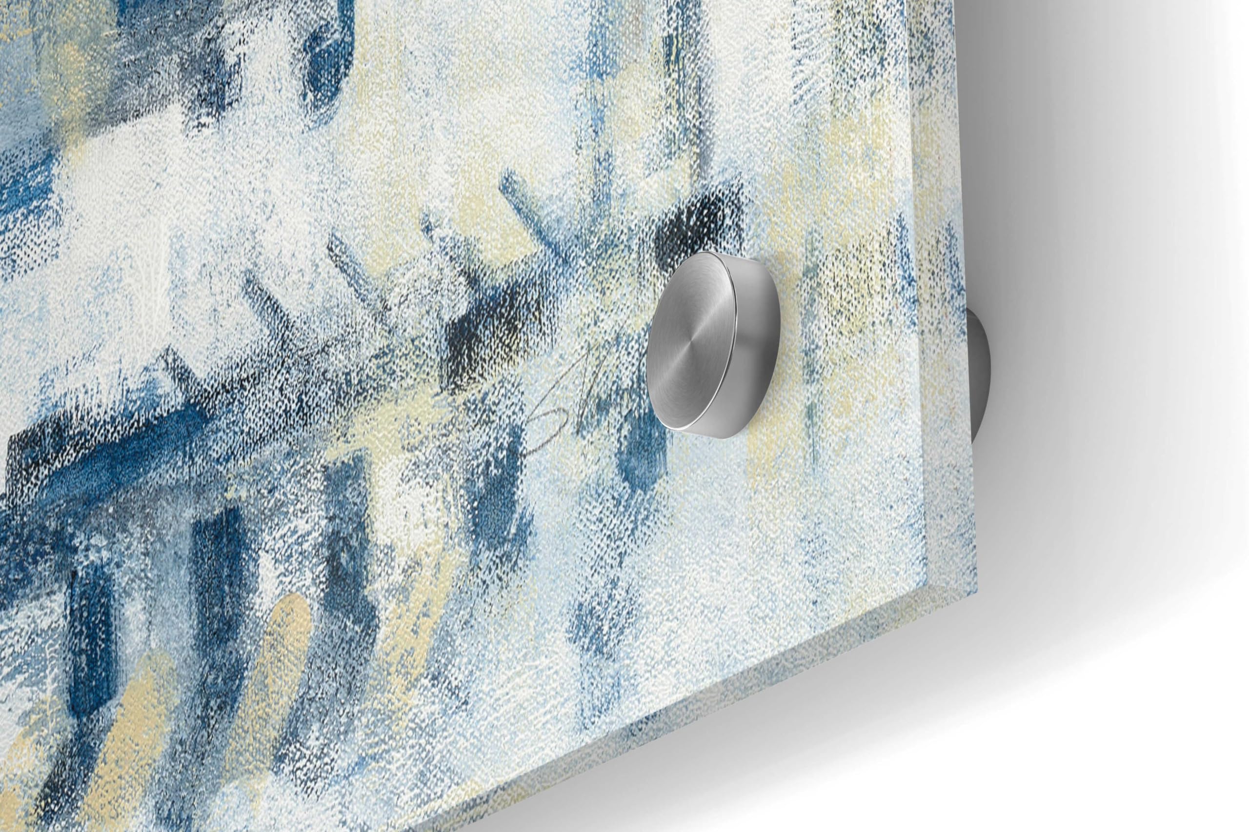 Scattered Indigo Acrylic Glass Wall Art by Silvia Vassileva - 36x24 Inches Modern Abstract Painting for Living Room, Bedroom & Office Decor