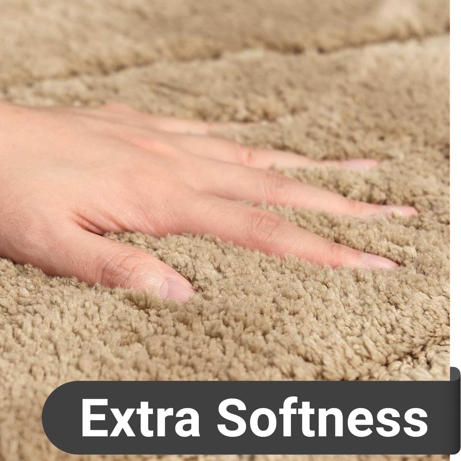 Soft Plush Shaggy Microfiber Bathroom Rug - Non-Slip Absorbent Bath Mat for Shower & Tub - Machine Washable Beige Carpet (20x32 Inch) - Perfect for Bathroom Floor Safety & Comfort