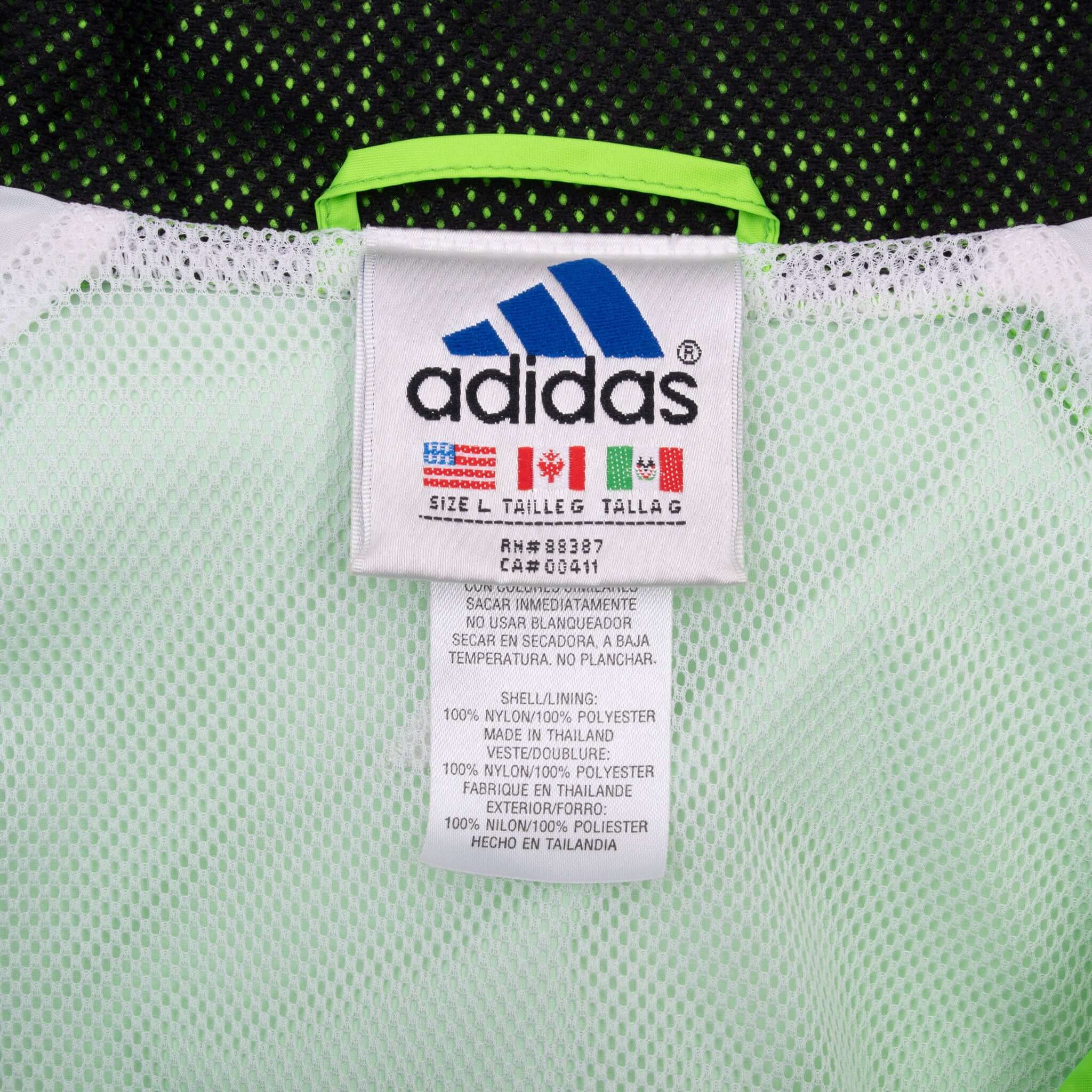 Vintage Adidas Neon Green Windbreaker Jacket 1990s Large - Retro 90s Running & Streetwear Style for Men & Women - Perfect for Jogging, Gym & Casual Outfits