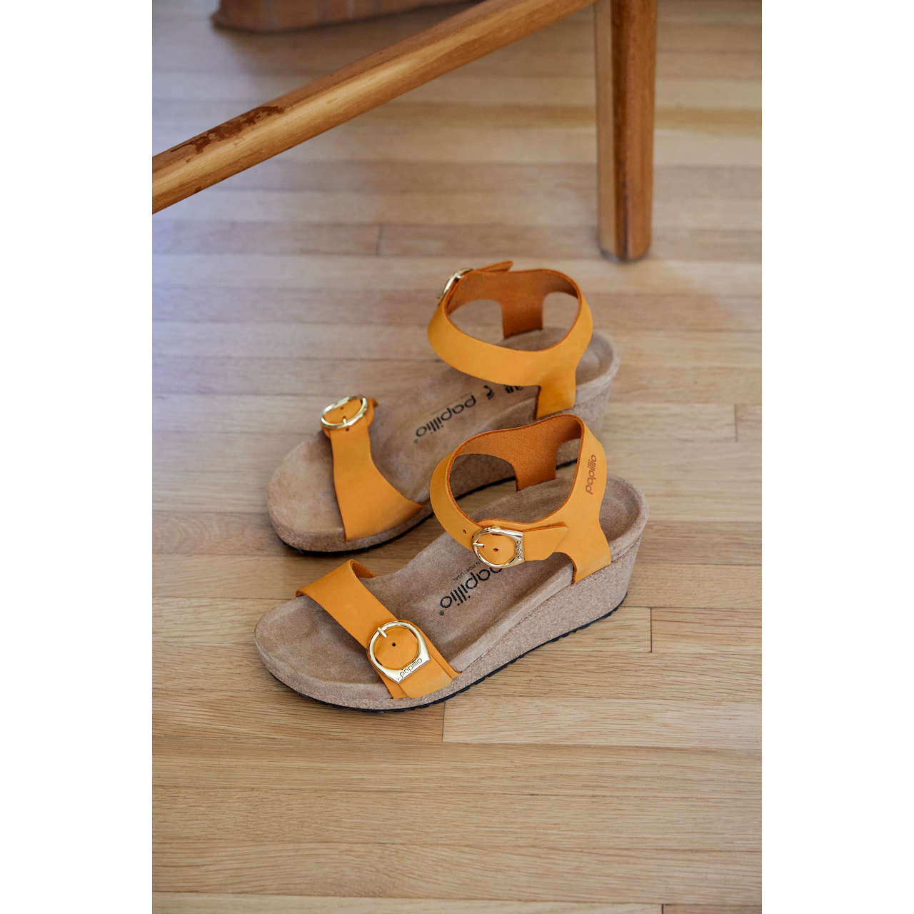 Birkenstock Soley Ring Buckle Leather Wedge Sandals for Women - Comfortable Apricot Color Summer Shoes | Perfect for Beach, Vacation & Casual Outfits