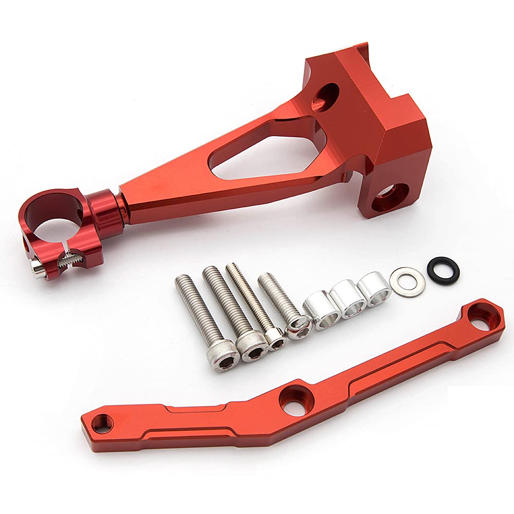 Adjustable Motorcycle Steering Damper Stabilizer - Safety Control Kit with Mounting Bracket for Yamaha MT-09 FZ09 (2013-2020) | Red | Improves Handling & Reduces Wobble at High Speeds