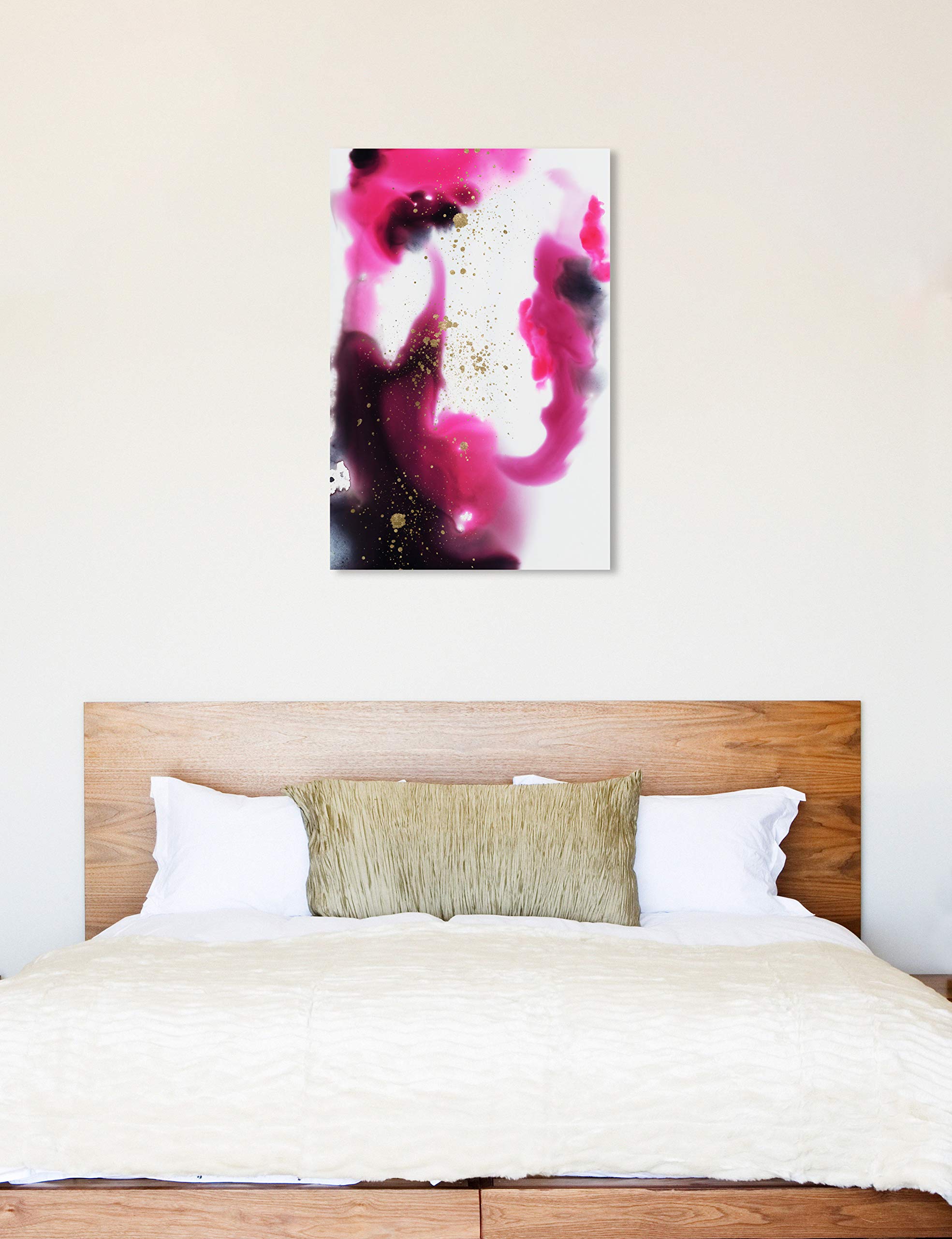 Royal Time Abstract Wall Art Canvas Print - Pink & White Modern Home Decor - 30x45 Inches - Perfect for Living Room, Bedroom & Office Décor