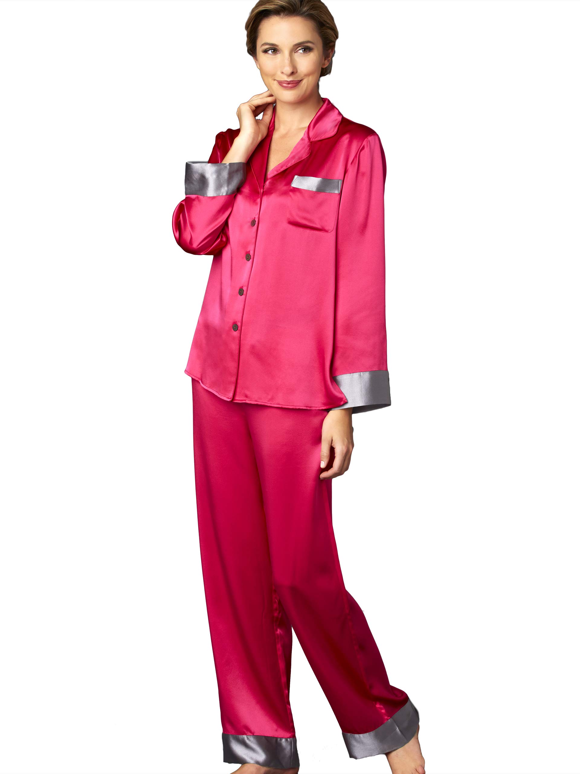 Women's 100% Pure Silk Pajama Set - Classic Fit Sleepwear for Women - Soft & Breathable Nightwear - Perfect for Evening Lounge, Sleep & Relaxation at Home