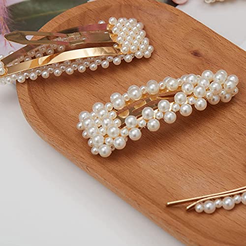 FAMEZA 8 Pack Pearl Hair Clips for Women & Girls - Elegant Handmade Hair Barrettes for Wedding, Party & Everyday Use - Cute Hair Accessories for Bridal, Prom & Daily Styling