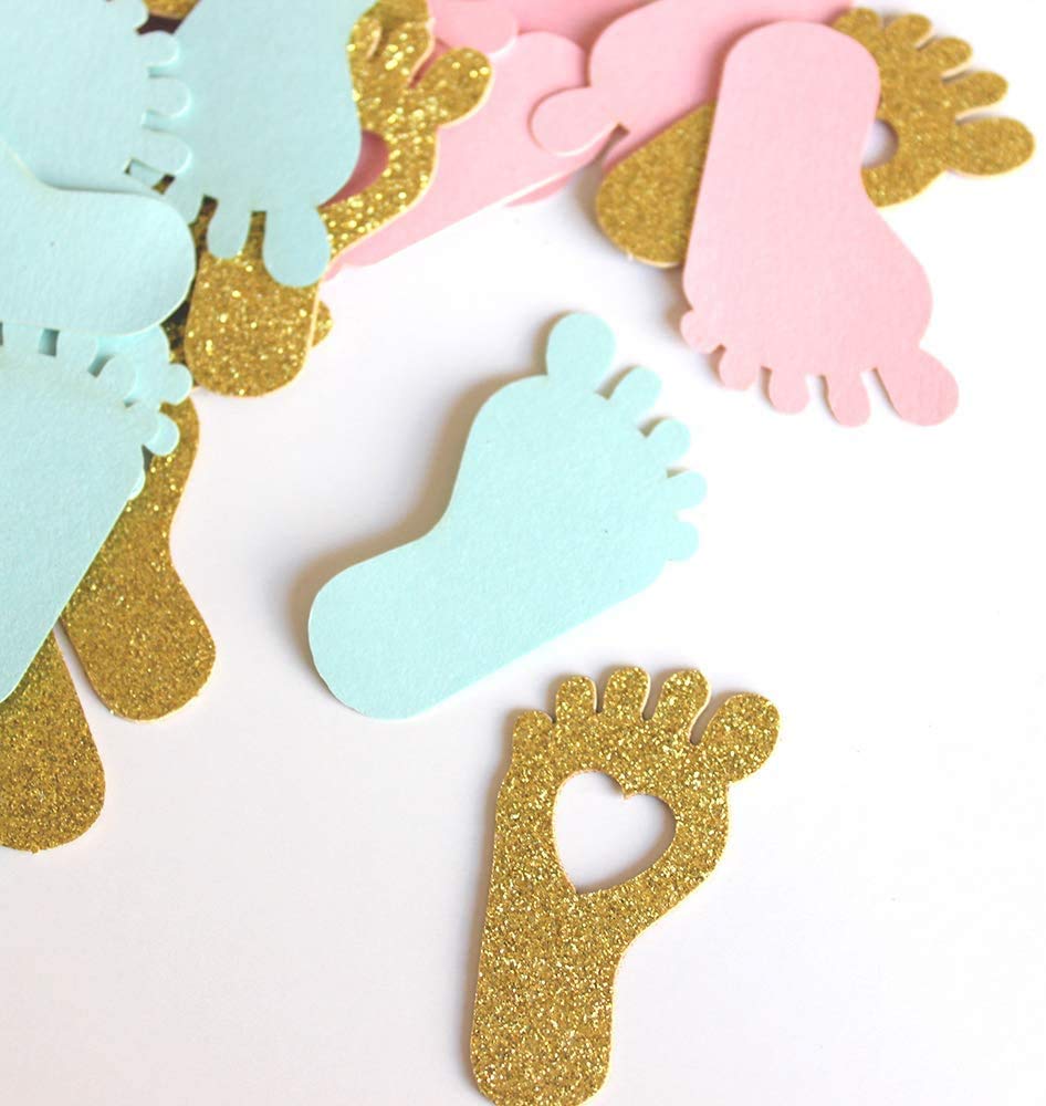 Footprint Baby Shower Confetti - 250ct Gender Reveal Party Decorations for Tables, Candy Boxes & DIY Supplies | Perfect for Baby Shower, Gender Reveal Parties & Nursery Decor
