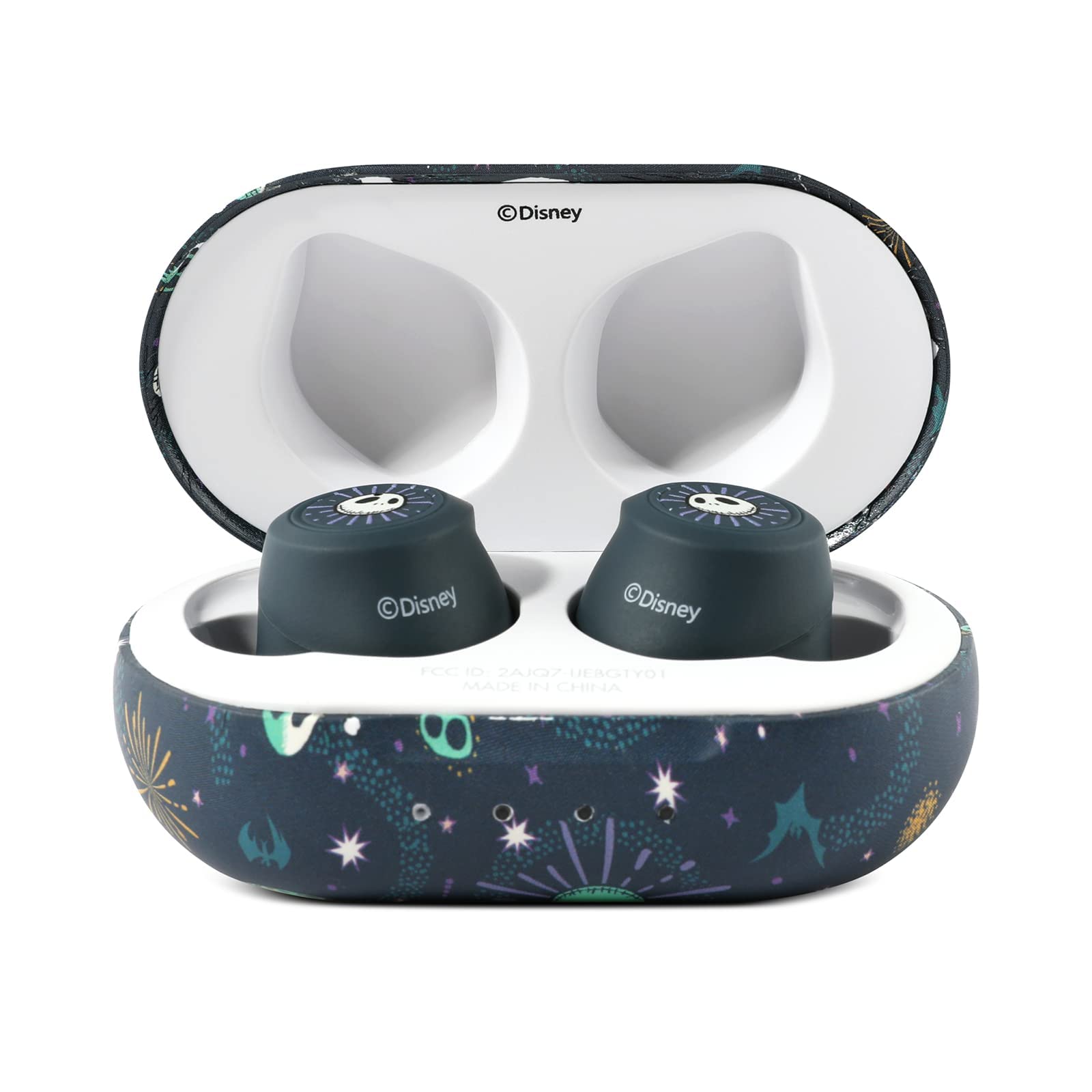 iJoy Disney Nightmare Before Christmas TWS Earbuds - Wireless Bluetooth 5.0 Earbuds with Built-in Mic, IPX8 Waterproof & Sweatproof, Long Battery Life & Portable Charging Case - Perfect for Workouts, Travel & Disney Fans