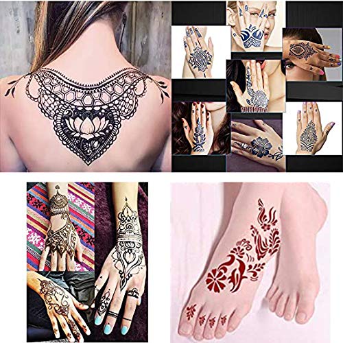 **6Pcs Temporary Tattoo Kit - Semi-Permanent DIY Body Art for Women, Men & Kids - Includes 3 Colors, 20 Adhesive Stencils & 4 Nozzles - Perfect for Parties, Festivals & Summer Fun**