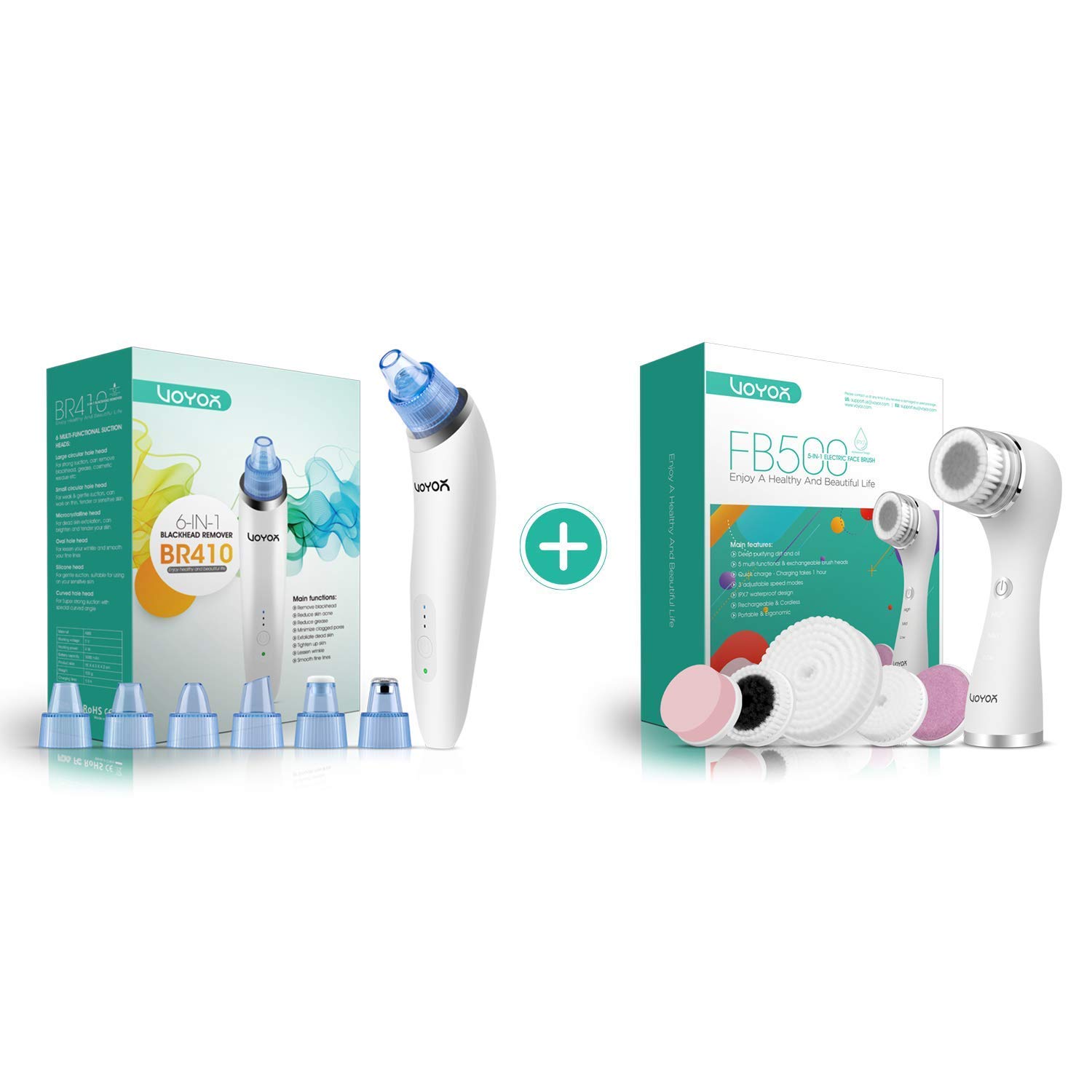 VOYOR Blackhead Remover Pore Vacuum - Rechargeable Facial Cleansing Brush for Deep Pore Cleaning, Exfoliation & Skin Care | Perfect for Daily Face Cleansing Routine & Spa Treatment at Home