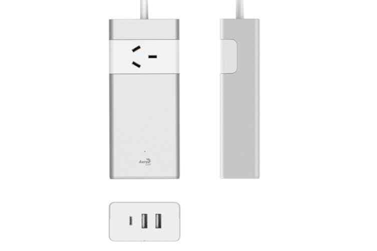 Aerocool Aluminum Power Board with 1 AC Outlet, 1 Type C & 2 USB Ports - Compact Power Strip for Home Office, Gaming Setup & Travel Charging Station