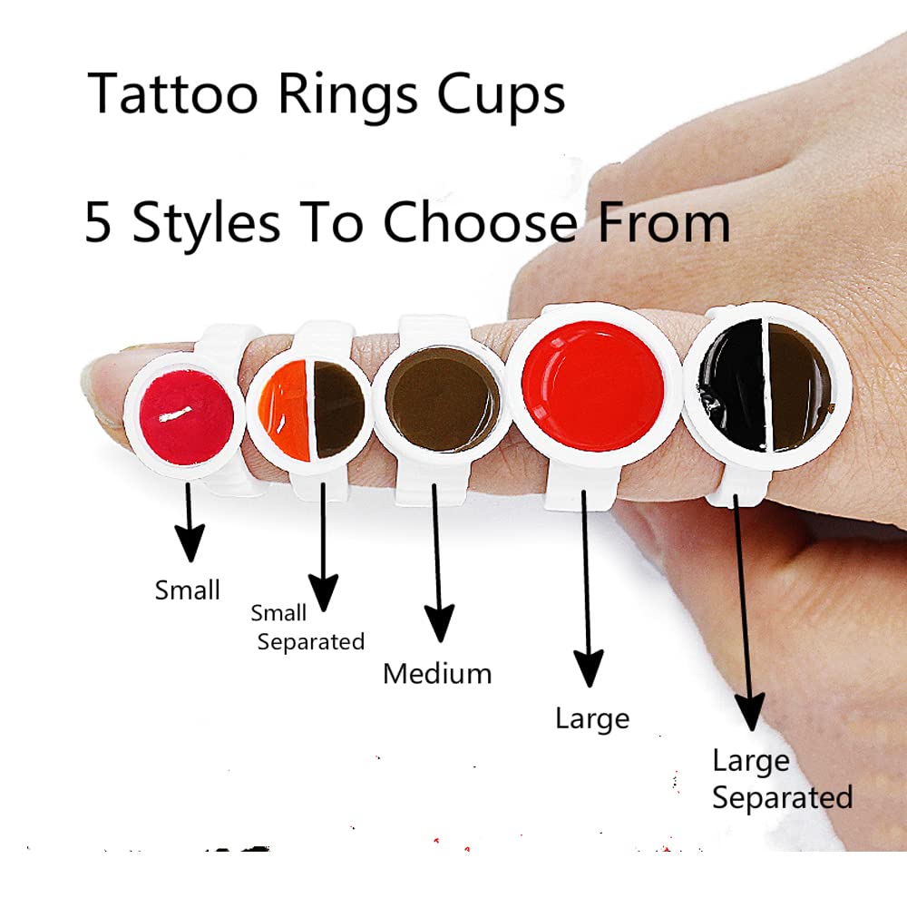 100PCS Disposable Tattoo Ink Caps - Large Size Tattoo Rings Cups for Microblading, Semi-Permanent Makeup & Pigment Glue Holder | Perfect for Tattoo Artists & Beauty Professionals | Use in Salons, Studios & Home Tattoo Kits