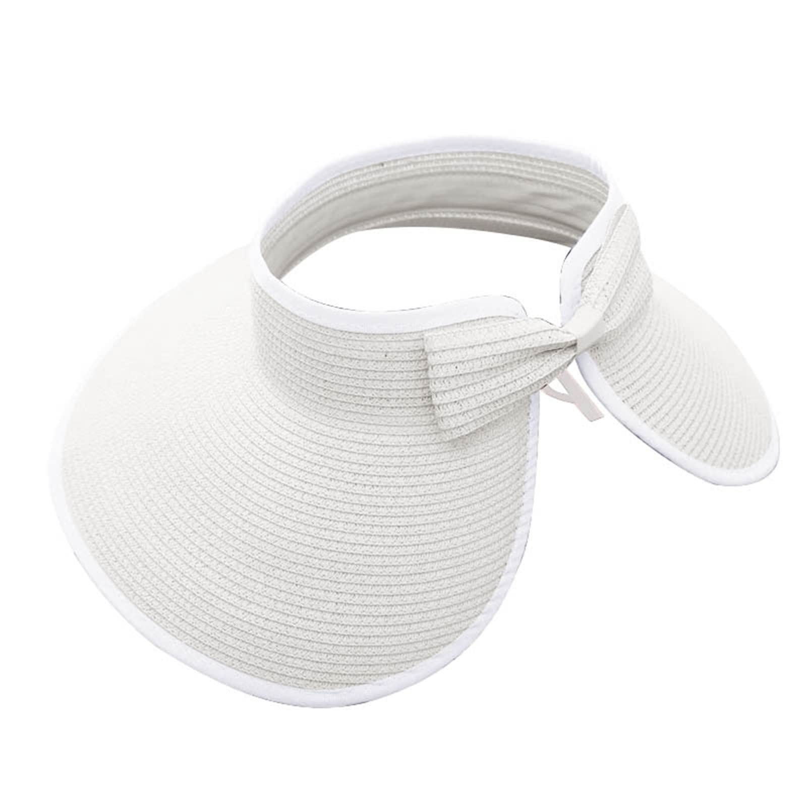 Women's Wide Brim Straw Sun Visor Hat - Foldable & Roll Up Beach Visor for Summer - Bulk Pack for Outdoor, Travel, and Vacation Use