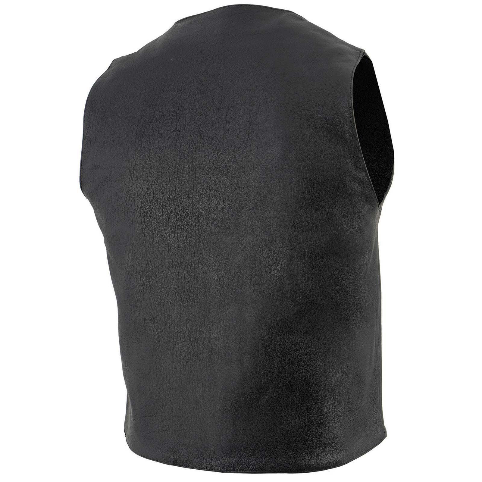 Milwaukee LKM3700 Men's Black Leather Motorcycle Vest - Classic V-Neck Design with Buffalo Nickel Snaps Closure | Riding Gear for Bikers & Outdoor Enthusiasts