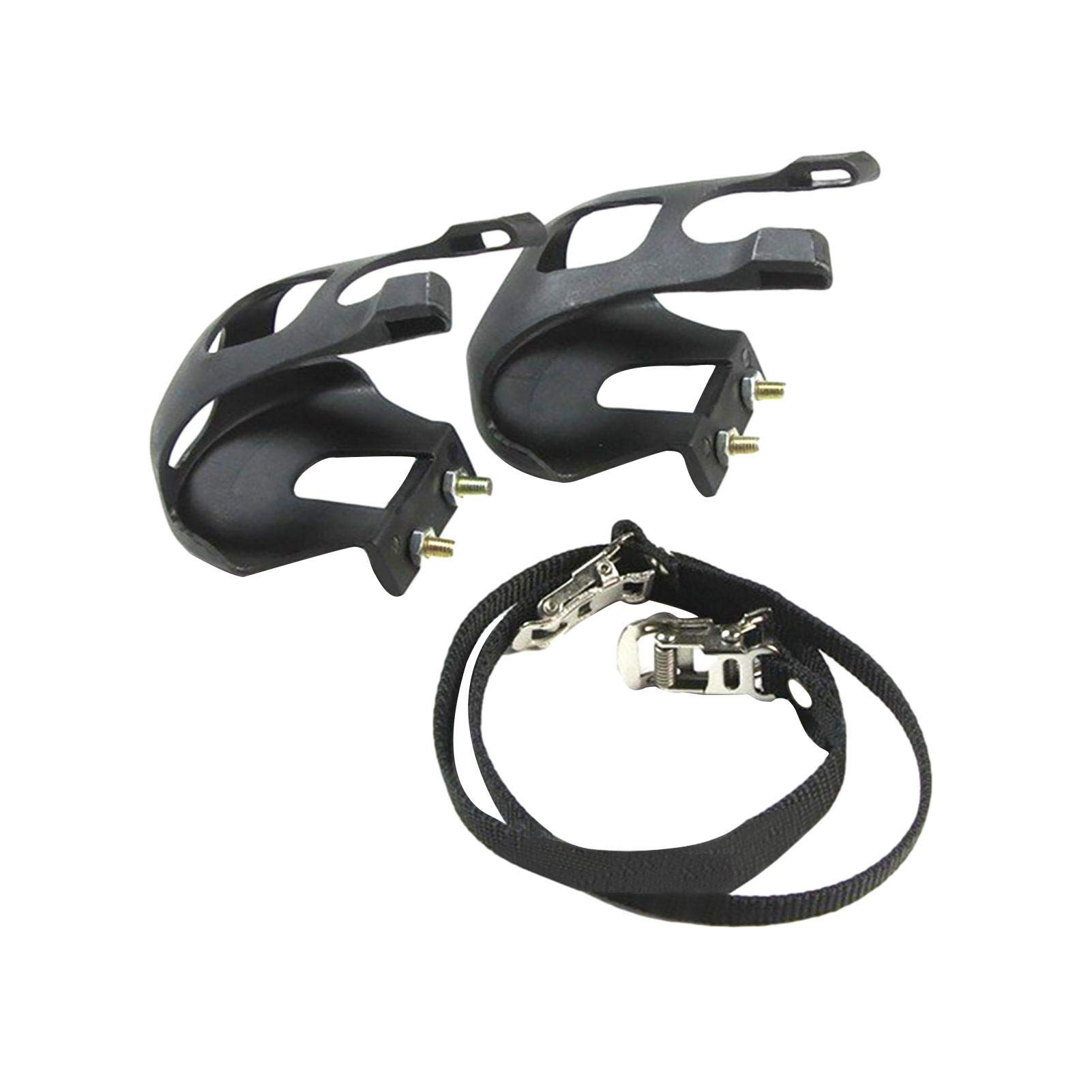 1 Pair Bike Pedals with Toe Clip & Strap - Durable Plastic Bicycle Pedals for MTB & Road Bikes - Perfect for Commuting, Training & Outdoor Cycling Adventures