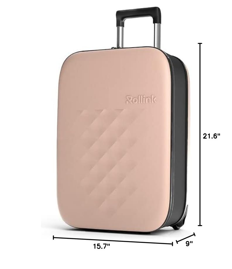 ROLLINK Flex Vega Cabin Plus 21-Inch Hardshell Carry-On Suitcase - Lightweight, Collapsible & Durable with Silent 360° Wheels, Water & Scratch Resistant (Rose Smoke) - Perfect for Business Travel & Weekend Getaways
