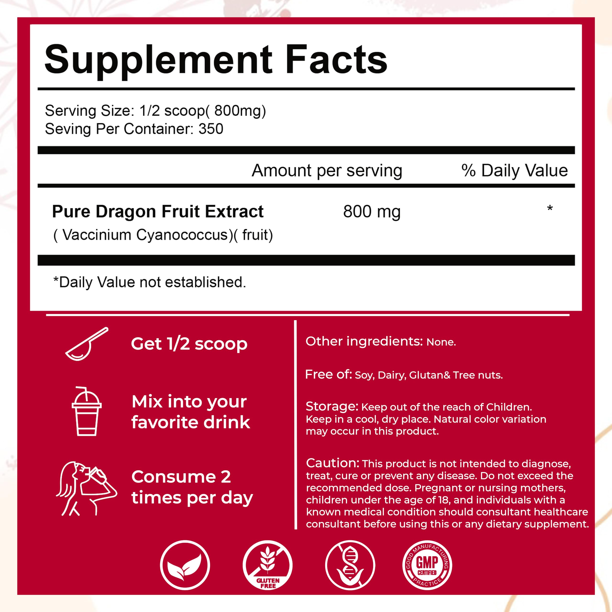 Freeze-Dried Dragon Fruit Pink Pitaya Powder | 100% Natural, Non-GMO, Vegan Superfood | 8oz Resealable Bag | No Sugar or Additives | Perfect for Smoothies, Drinks, Baking & Healthy Snacks | Antioxidant-Rich Superfood Powder