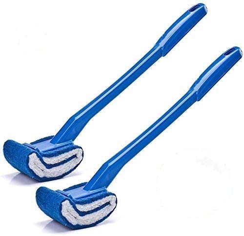 Scratch-Free Curved Toilet Brush Set - 2 Pack Blue, Non-Scratching Bowl Cleaner with Ergonomic Grip for Deep Cleaning | Anti-Splash Design & Compact Storage | Perfect for Bathroom, RV & Home Sanitation