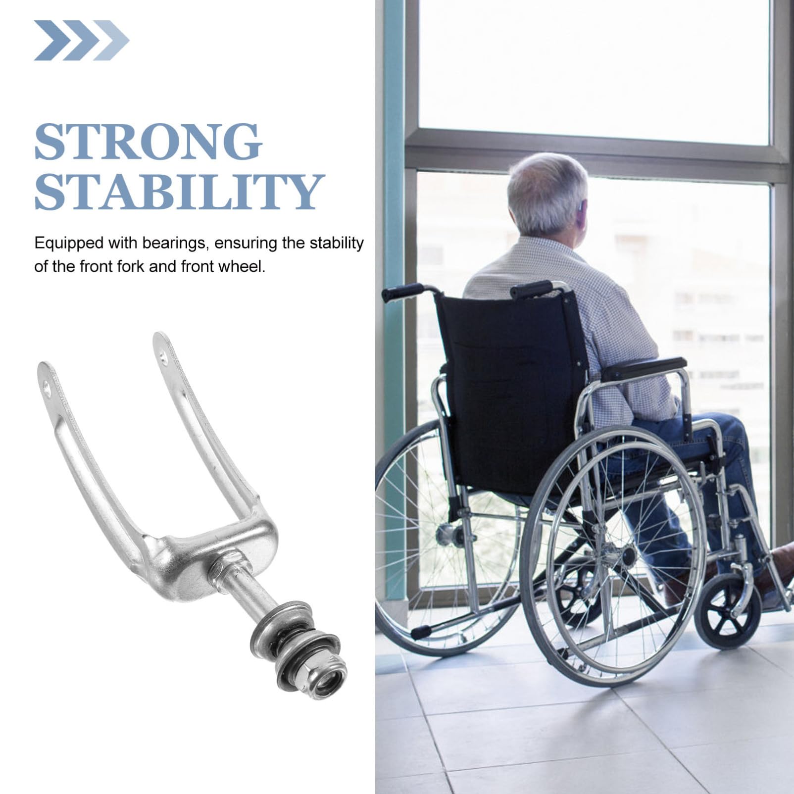 1 Pair Heavy Duty Steel Wheelchair Front Wheel Fork Bracket - Galvanized Iron Frame for Manual Wheelchairs - Perfect for Mobility Aid & Home Healthcare Use