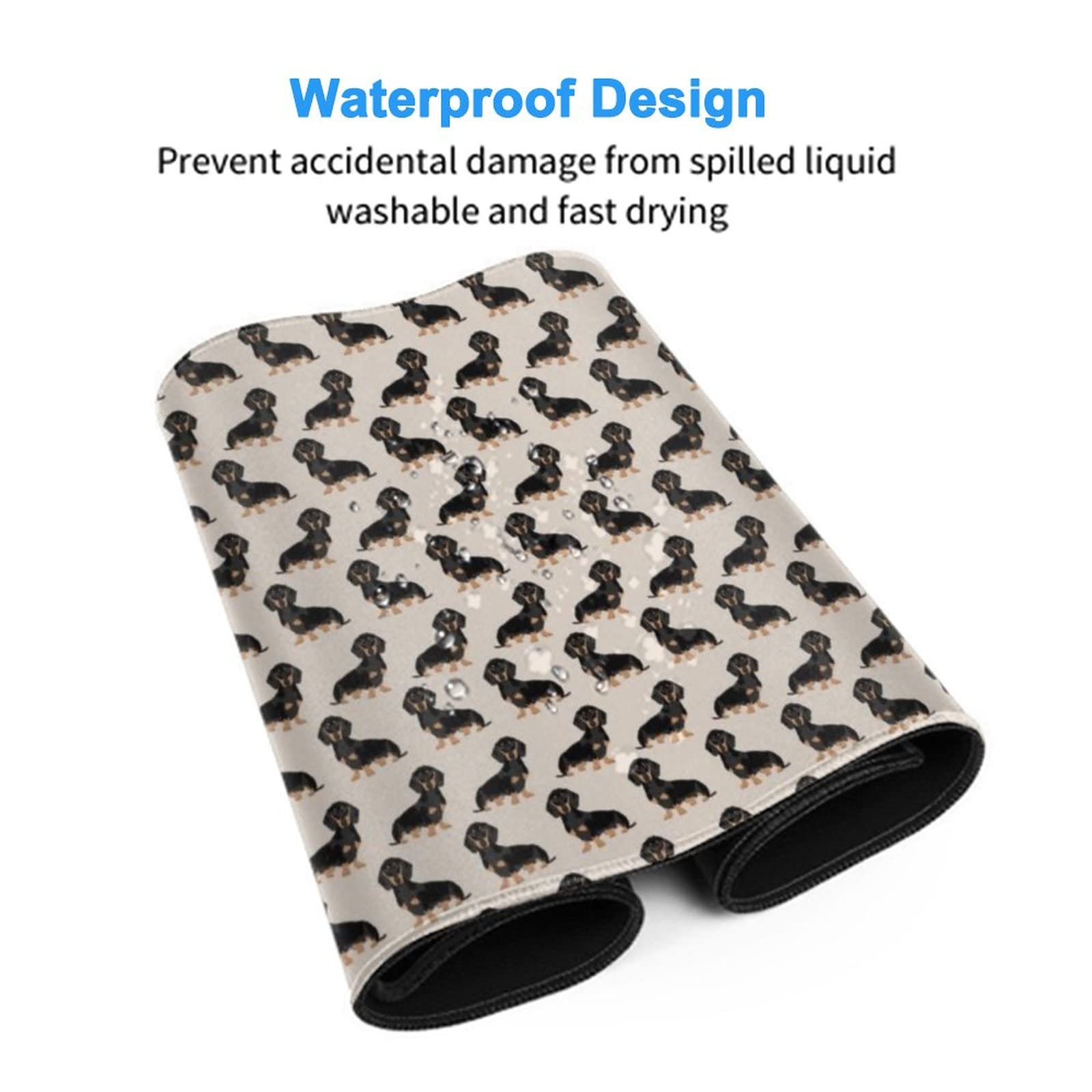 Extra Large Gaming Mouse Pad (16x29.5in) - Wiener Dog Fabric Design - Non-Slip Desk Mat for Laptop, Office & Home Use - Perfect for Gaming, Work & Study