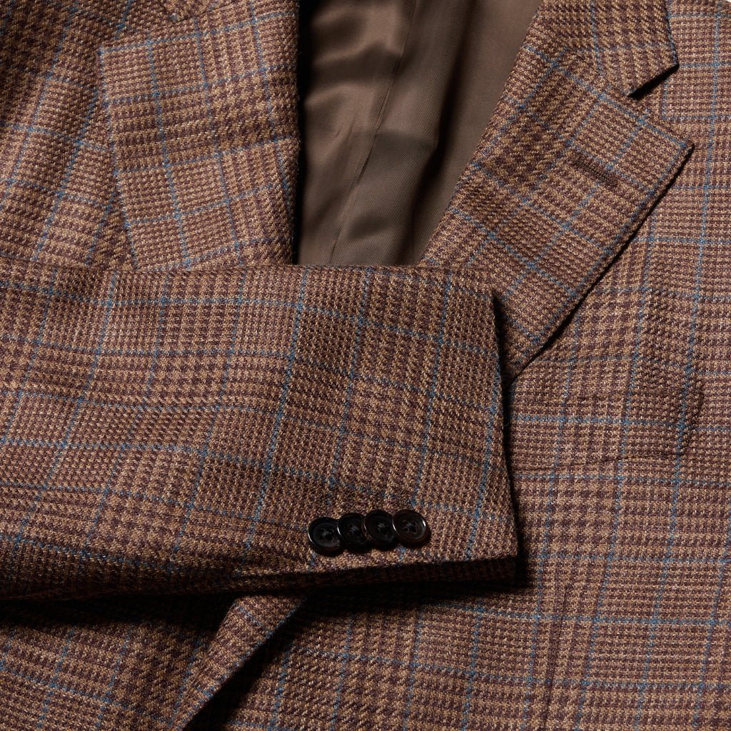 Corneliani Men's Premium Wool Blend Blazer - Brown & Blue Classic Fit for Business & Formal Occasions | Office Wear, Weddings & Special Events