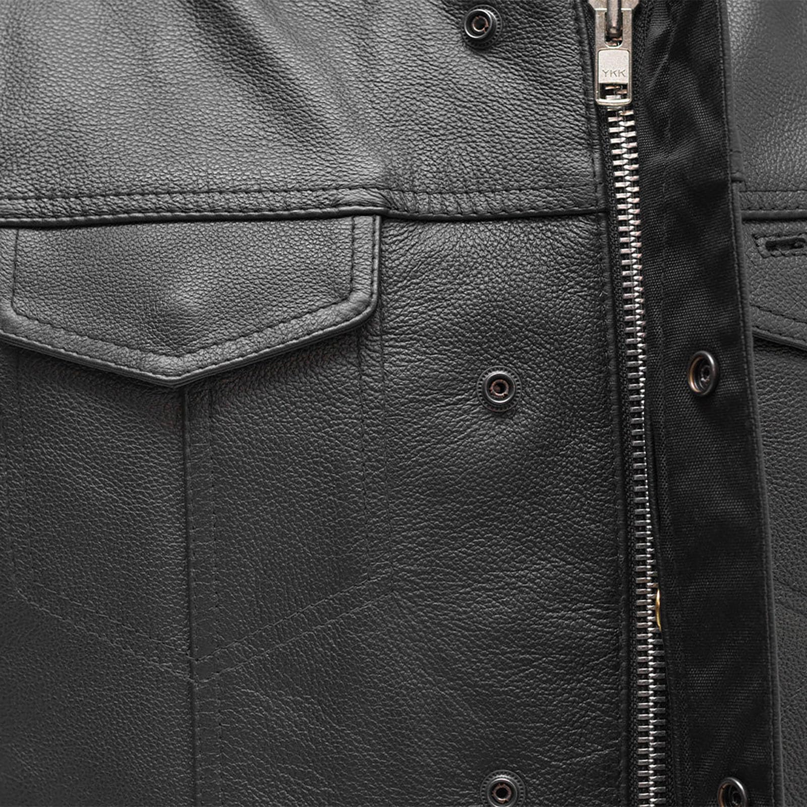 FIRST MFG CO Men's Leather Motorcycle Vest - Biker Jacket for Harley Davidson & Cruiser Riders - Durable Biker Club Vest for Riding & Motorcycle Events