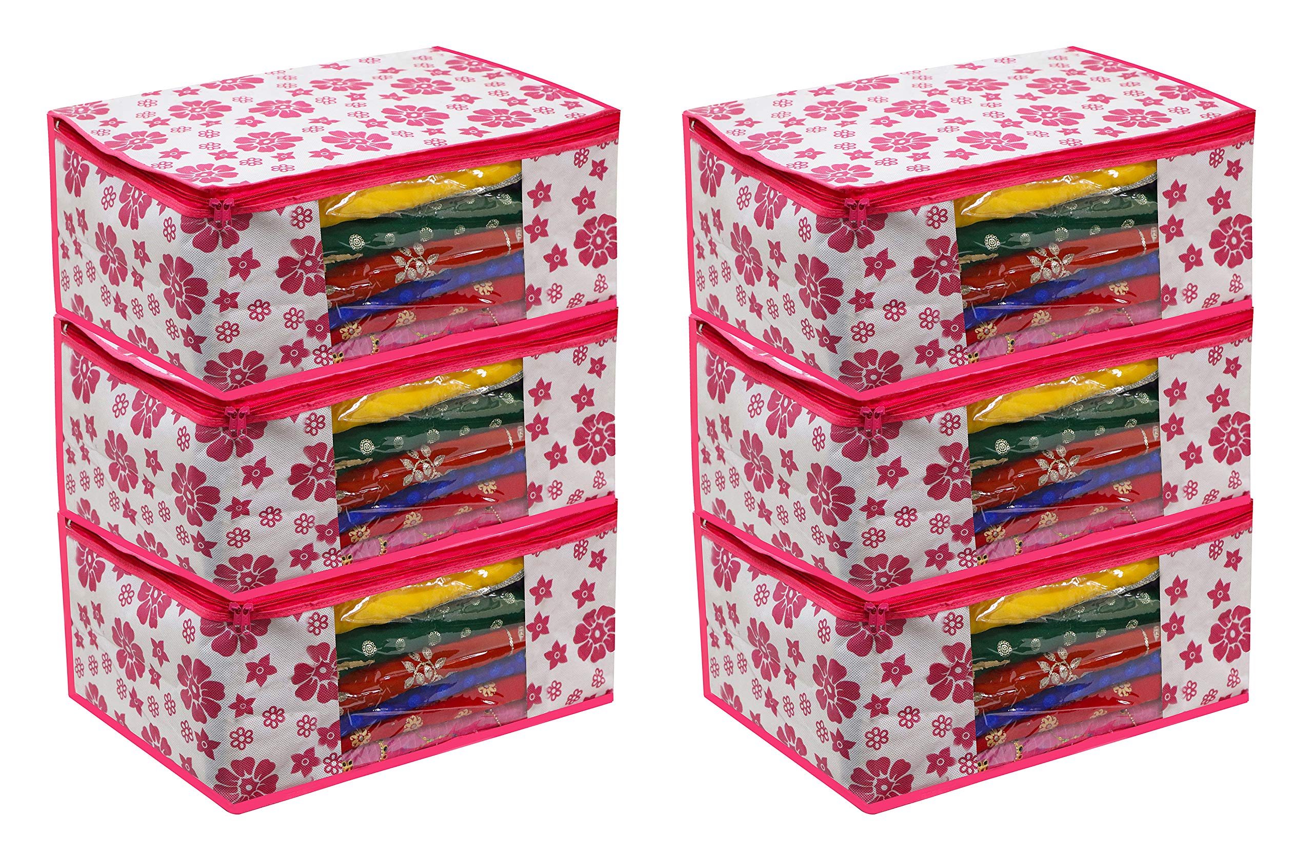 6-Pack Non-Woven Saree Cover Storage Bags for Clothes - Premium Fabric Protectors for Indian Ethnic Wear, Travel & Closet Organization