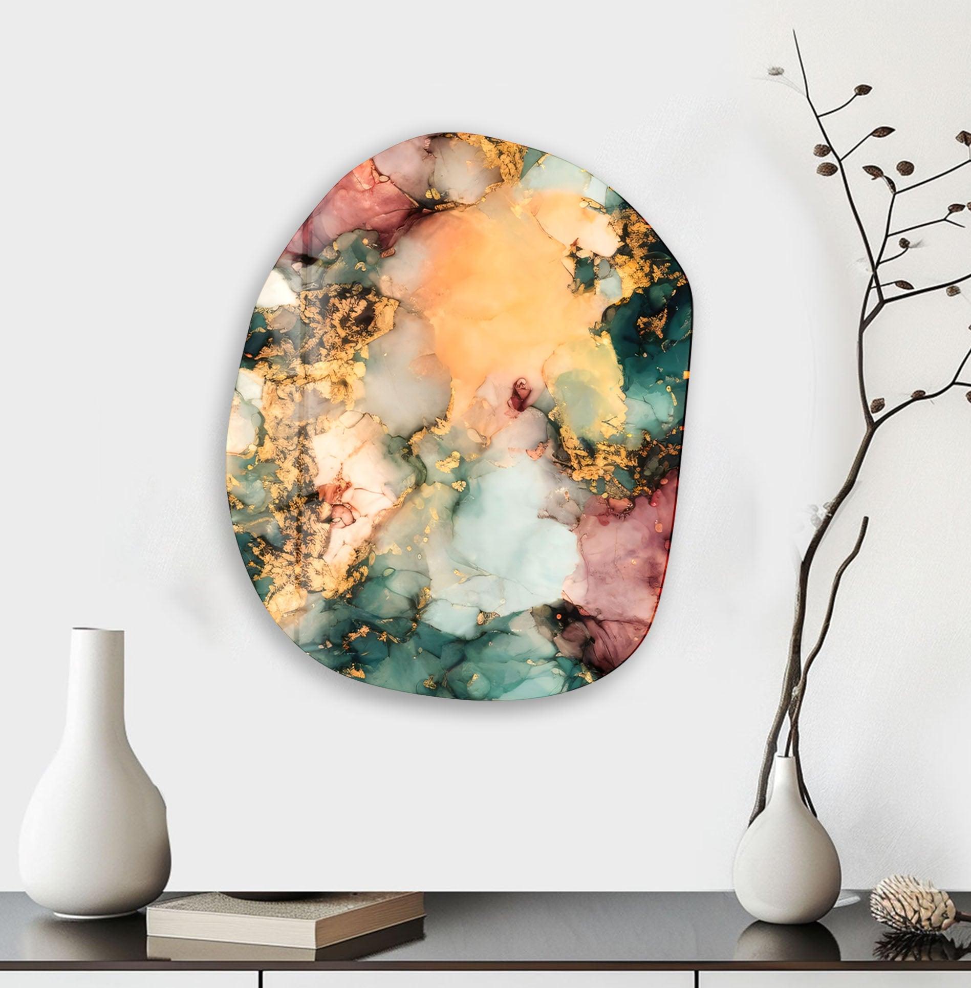 Abstract Yellow Tinted Glass Wall Art - Modern Home Decor for Living Room, Bedroom & Office