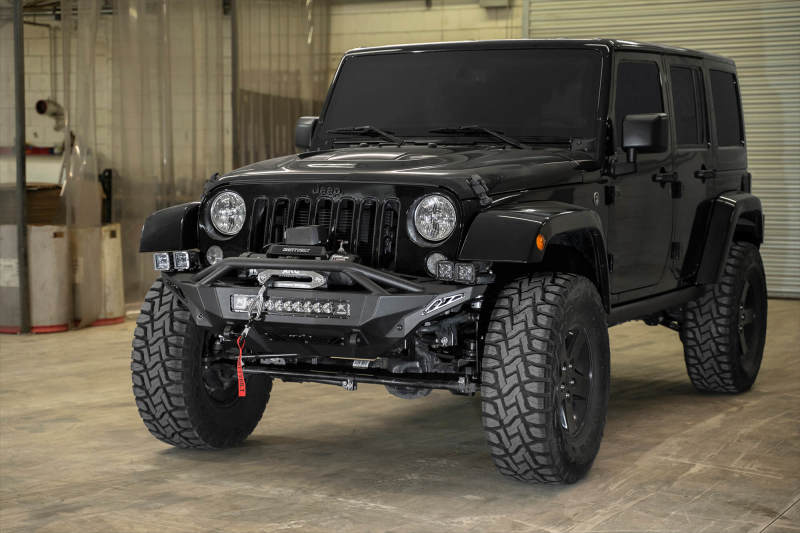 Addictive Desert Designs 07-18 Jeep Wrangler JK Stealth Fighter Front Bumper with Winch Mount - Heavy Duty Off-Road Protection for Rock Crawling & Trail Adventures