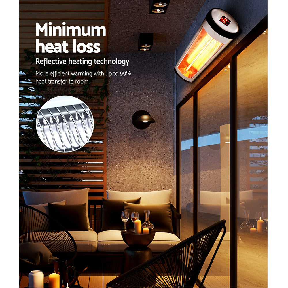 Devanti 1500W Electric Strip Heater - Fast Heating Space Heater for Home, Office & Garage - Energy Efficient Radiant Heat with Adjustable Thermostat - Perfect for Winter, Basements & Workspaces