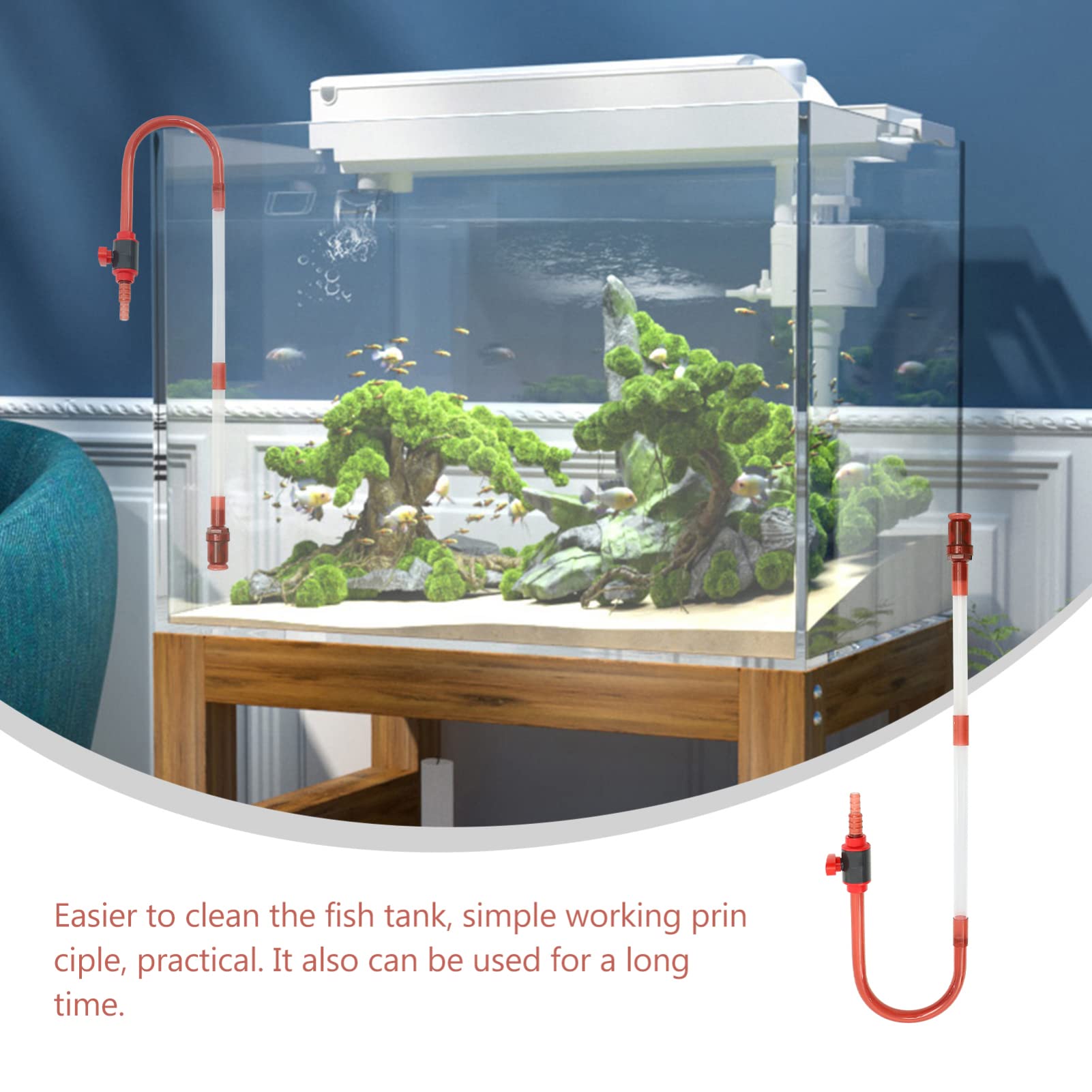 POPETPOP Aquarium Water Changer & Vacuum Cleaner - Fish Tank Cleaning Tool for Easy Water Changes, Gravel Cleaning & Maintenance | Perfect for Freshwater & Saltwater Tanks (10ft Hose Included) | Use for Weekly Tank Cleaning, Water Replacement & Substrate Maintenance