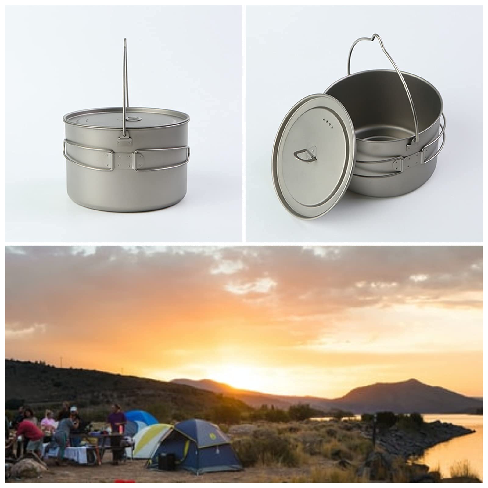 BIVOUAC 2800ml Titanium Camping Pot with Folding Handle - Lightweight Backpacking Cookware for Outdoor Adventures, Hiking & Camping Trips - Perfect for Boiling Water, Cooking Meals & Backcountry Dining