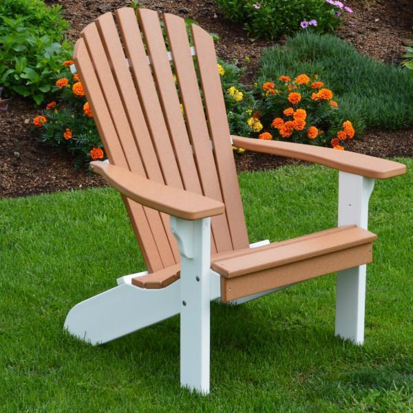 A&L Furniture Poly Fanback Adirondack Chair with White Frame - Durable Outdoor Patio Furniture for Garden, Poolside & Backyard Relaxation